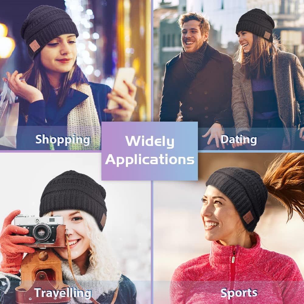 Womens Gifts for Christmas Stocking Stuffer Bluetooth Beanie Women: Ponytail Beanie Bluetooth Hat with Bluetooth