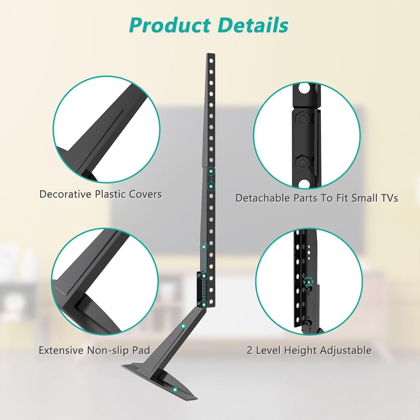 WALI 55 inch 22-65 Inch 110lbs 800 500mm (TVS001), Universal TV Stand TV, TV Stand Mount for LCD Flat Screen TVs, Table