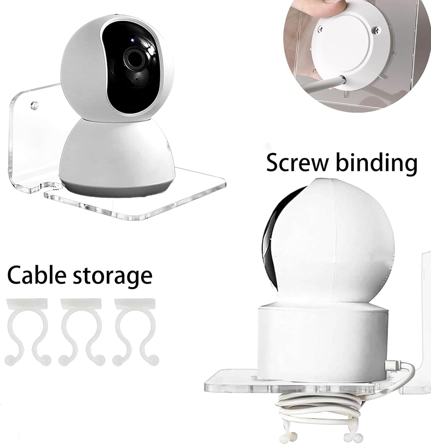 Smidaben 3PCS Acrylic Transparent Floating Wall Bracket, Suitable for Safety Cameras, Speakers, Baby Monitors, Dual-use