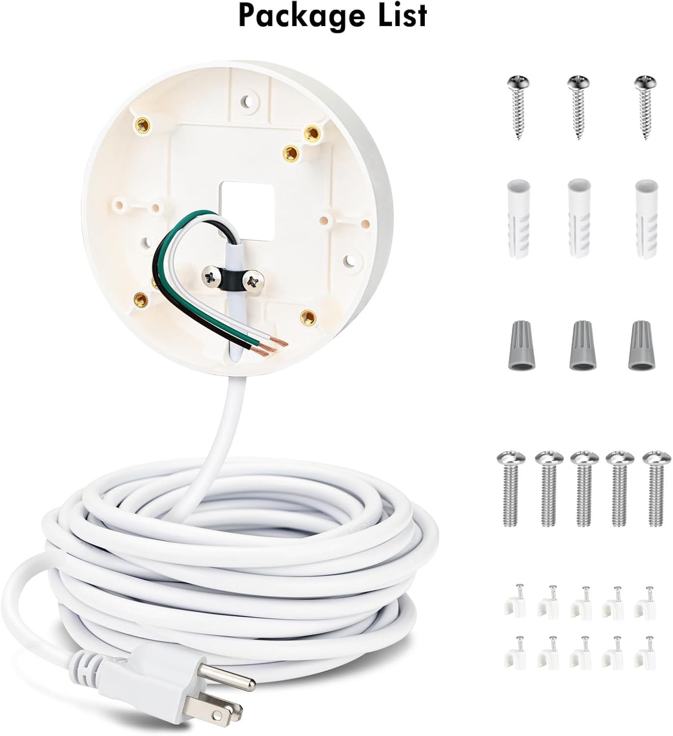CaGuan 25ft -(2in1 Set) Power Cable and Plug-in Mount for Floodlight Cams Compatible with Floodlight Cam Wired