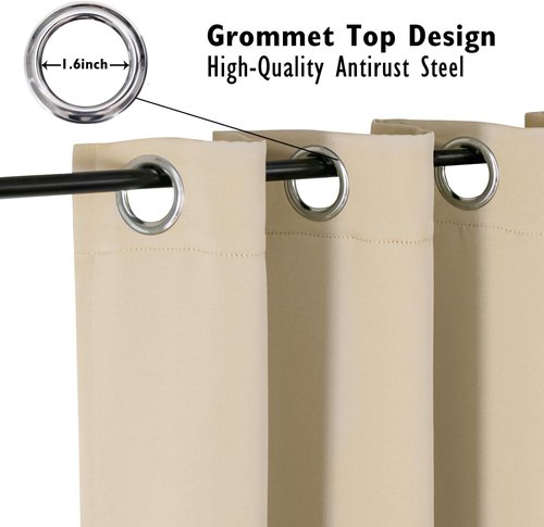 ChrisDowa Blackout Curtains - Thermal Insulated Room Darkening Panels, 102 Inch Long, Biscotti Beige (Set of 2)