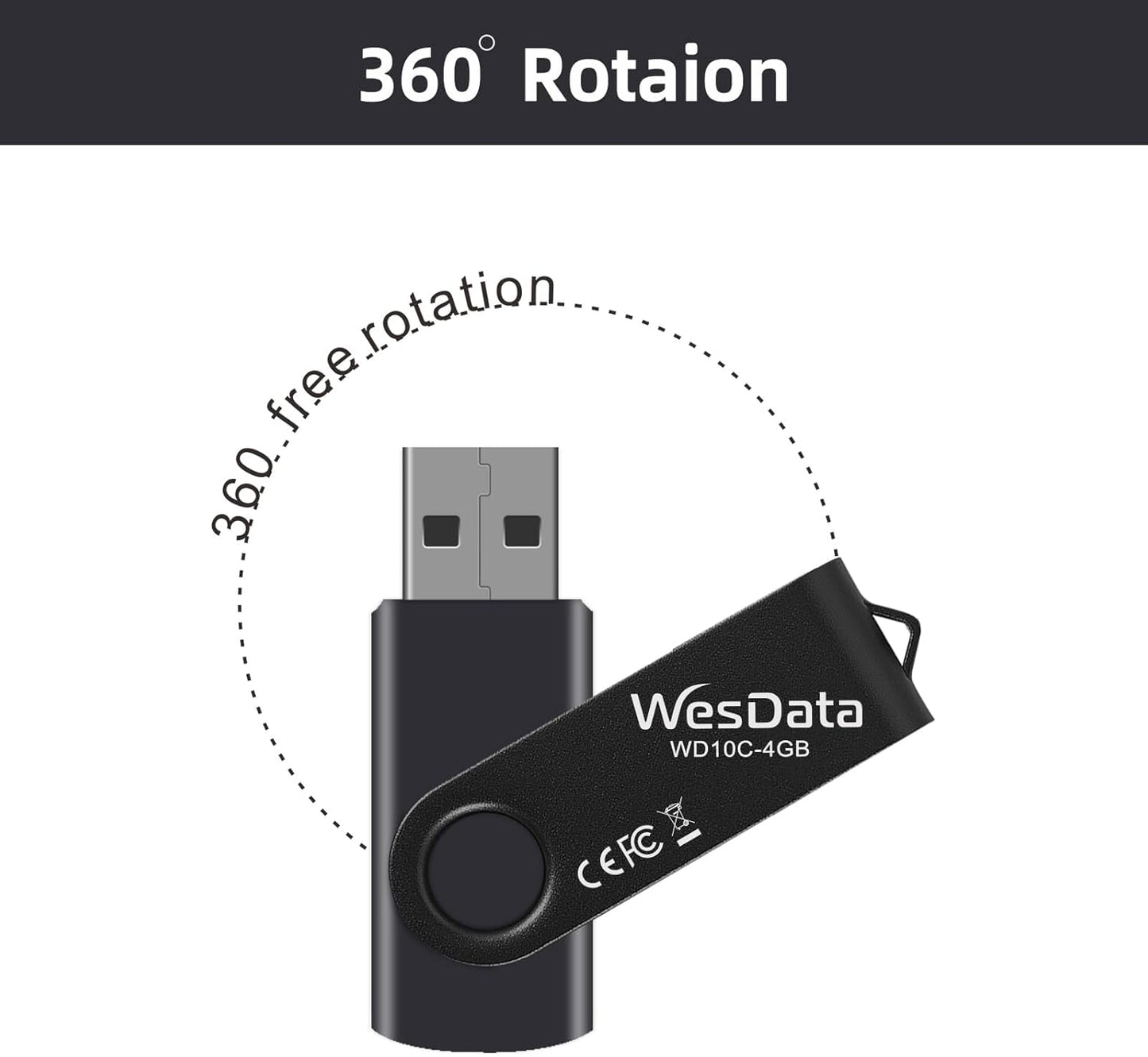 WesData 10 Pack 4GB 2 (10 Flash Drives with USB C Adapters, Thumb Drive, Memory Stick Compatible with PC, Laptops, Mac