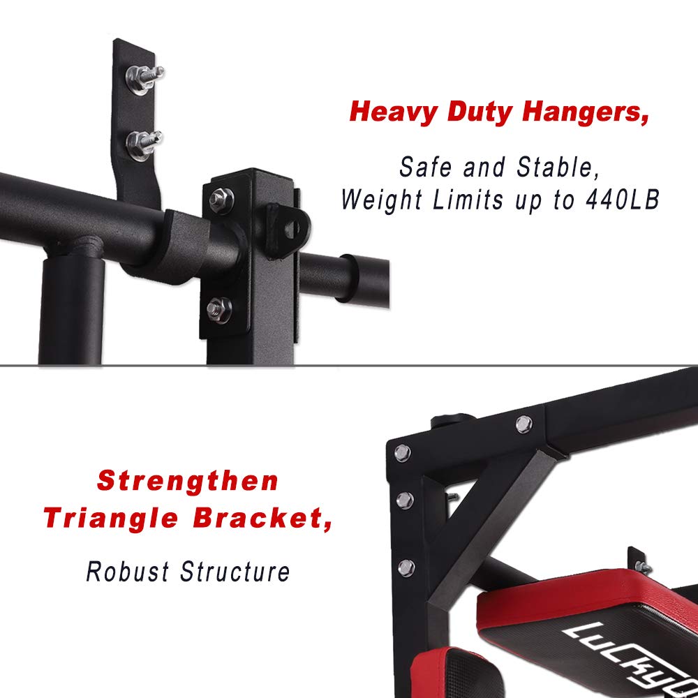 Multifunctional Wall Mounted Pull Up Bar, Heavy Duty Steel Chin Up Bar,Dip Station for Indoor Workout