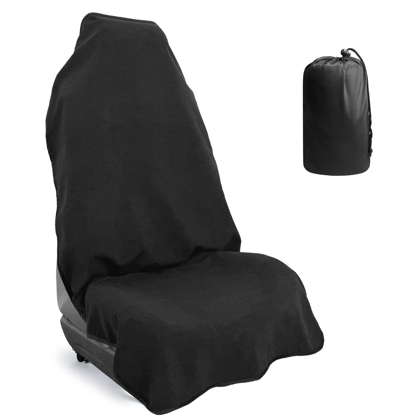 Car Front Seat Cover: Waterproof & sweatproof, fits all cars/SUVs/trucks. Ideal for gym, sports & beach. 3-layer non-slip, easy machine wash. Shields seats from stains & wetness. (Black, 1Pcs)