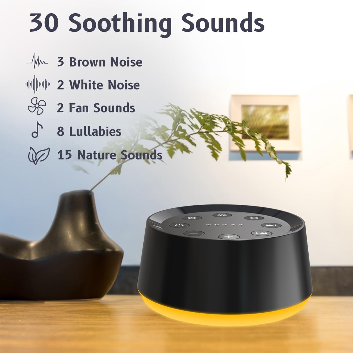 Skiennix Brown Noise Sound Machine - 30 Soothing Sounds & 12 Color Night Light | Sleep Aid for Adults & Kids