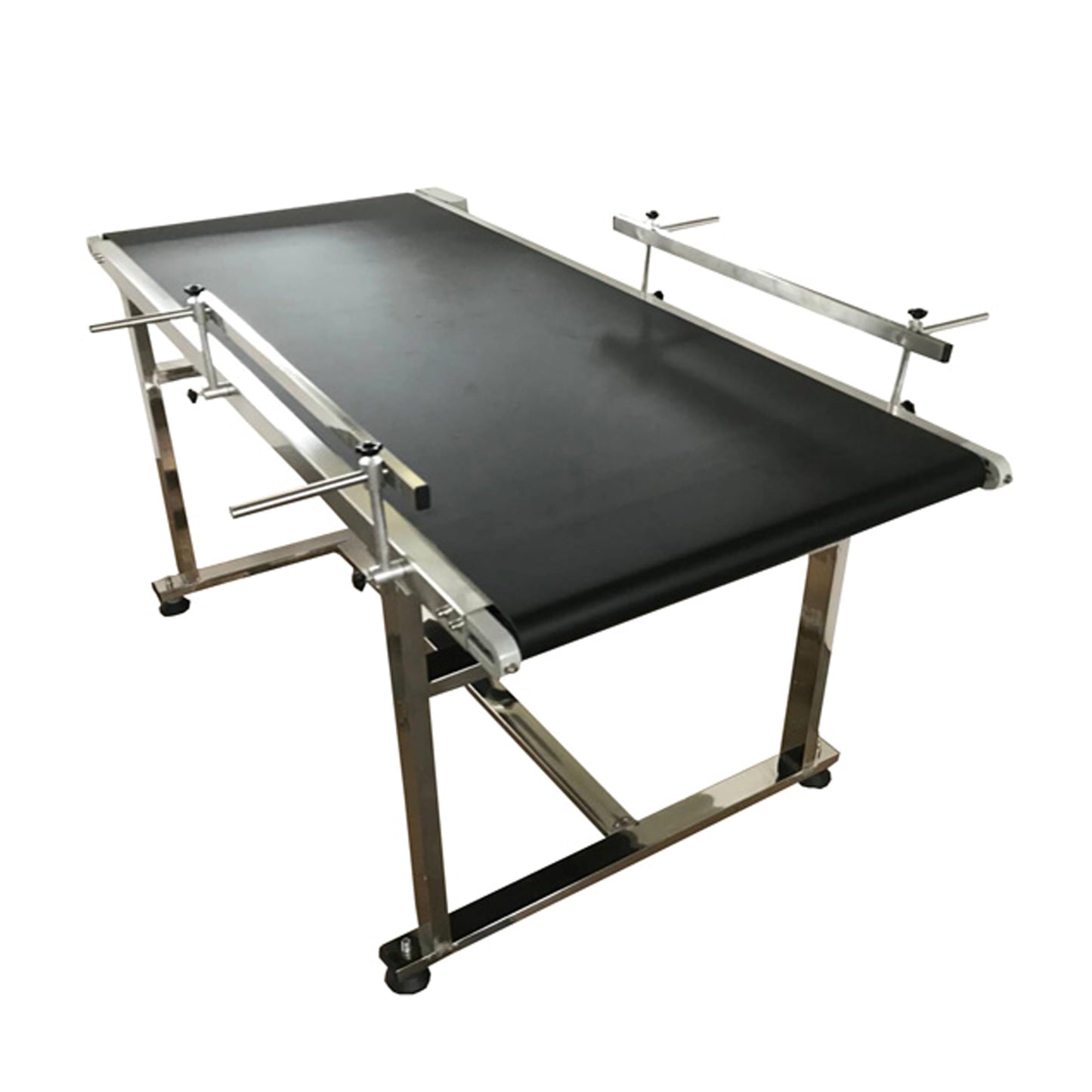 BREVELTION PVC Flat Belt Conveyor Stainless Steel Industrial Transport Conveyor Adjustable Speed Conveyor with Double Guardrails Conveyor Length 59inch Width 23.6inch Load 44LBS 250W