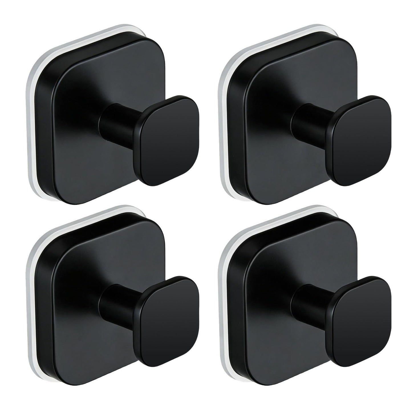Fliverly Suction Cup Hooks for Shower,Heavy Duty No-Drill Removable & Reusable Hooks,Strong Hold Metal Towel Robe Loofah Hanger for Bathroom Kitchen Glass Mirror Tile Smooth Surfaces (Black,4 Packs)