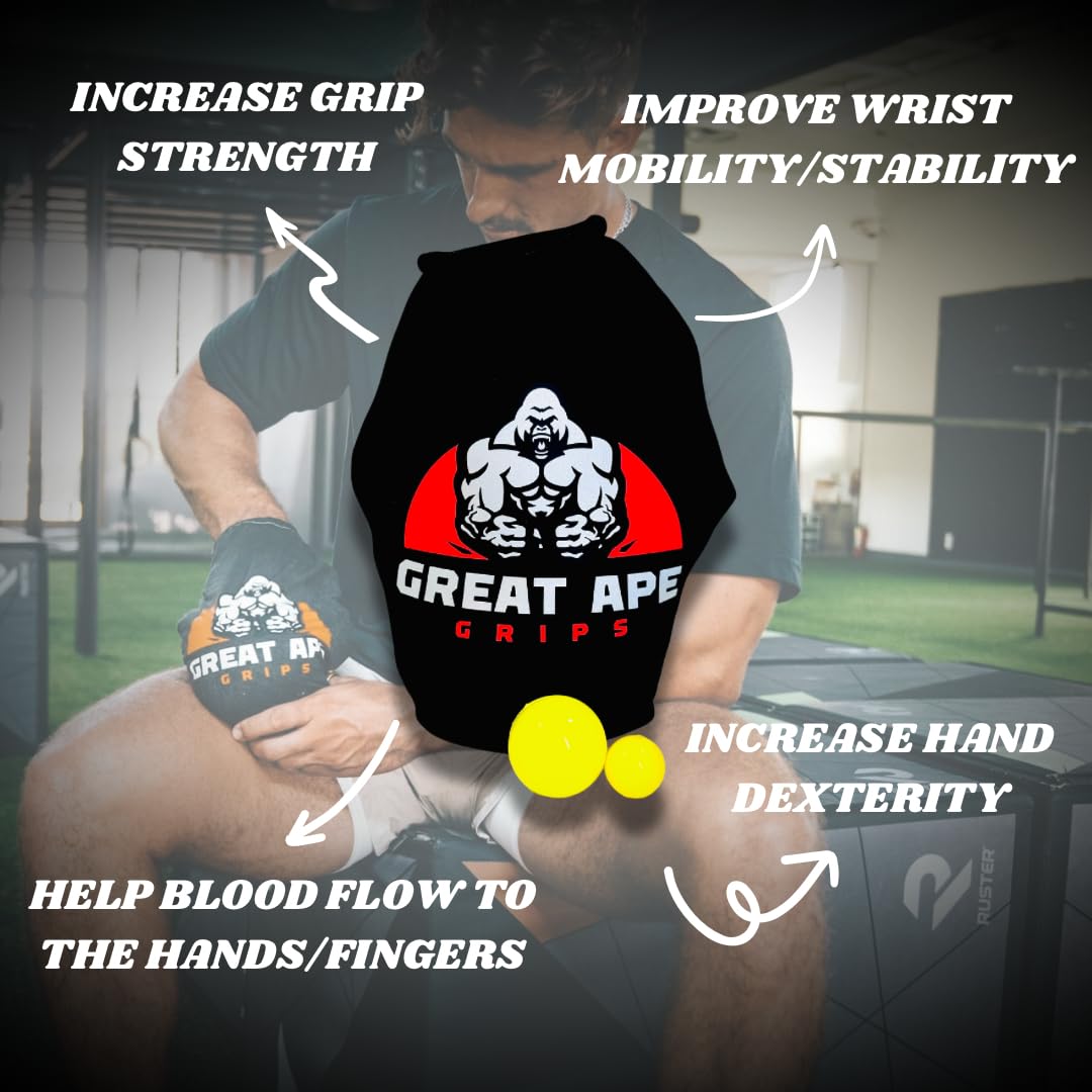 Great Ape Grips Black, Grip Strength Trainer, Hand Strengthener, Forearm Strengthener, Hand Workout, Forearm Trainer, Grip Workout, Wrist Training, Finger Exercise, Hand Strengthener, Grip Trainer, Grip Exercise