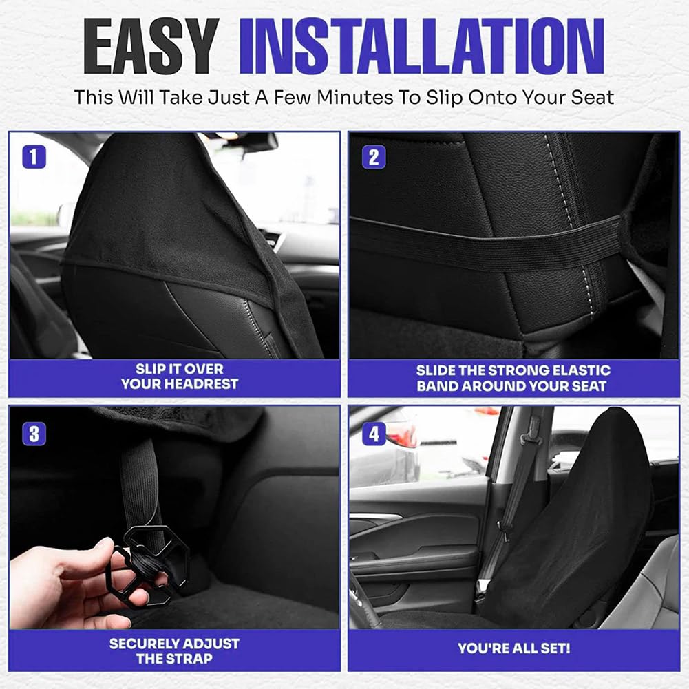 LUCYLEXIXI Waterproof Sweat Towel Car Seat Cover Sweat Carseat Protector,Perfect for Universal Anti-Slip Car Truck SUV Seat, Great for Post Gym Workout, Running, Swimming, Beach and Hiking (Black)