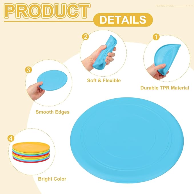 PATIKIL Flying Disc Soft Silicone Colorful Flying Disk Flyer for Outdoor Sports Lawn