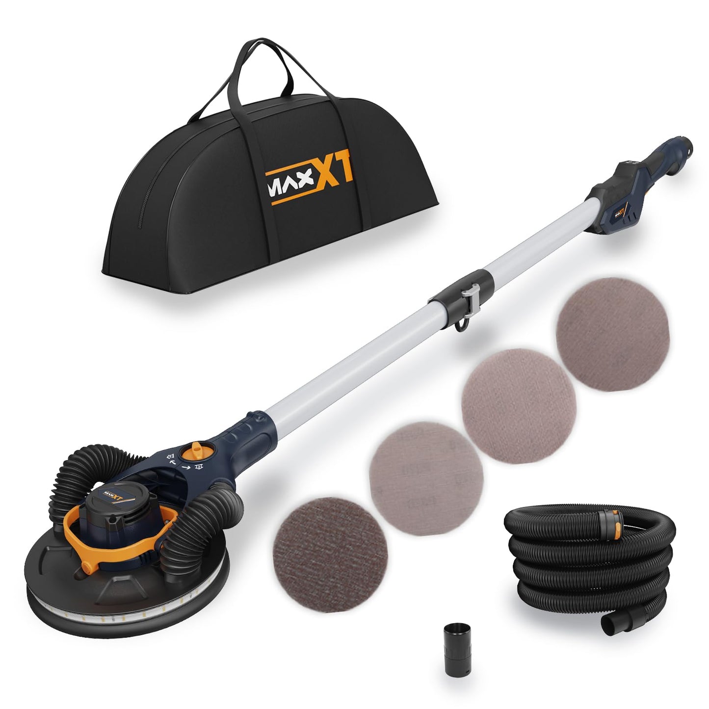 MAXXT 4mm Random Orbital Drywall Sander, Brushless 400W 3.5A Foldable Electric Wall Sander, Sander Tool with 1&2 Modes Suction Switching, Memory Variable Speed, 180° Flex Head, LED Light, Carry Bag