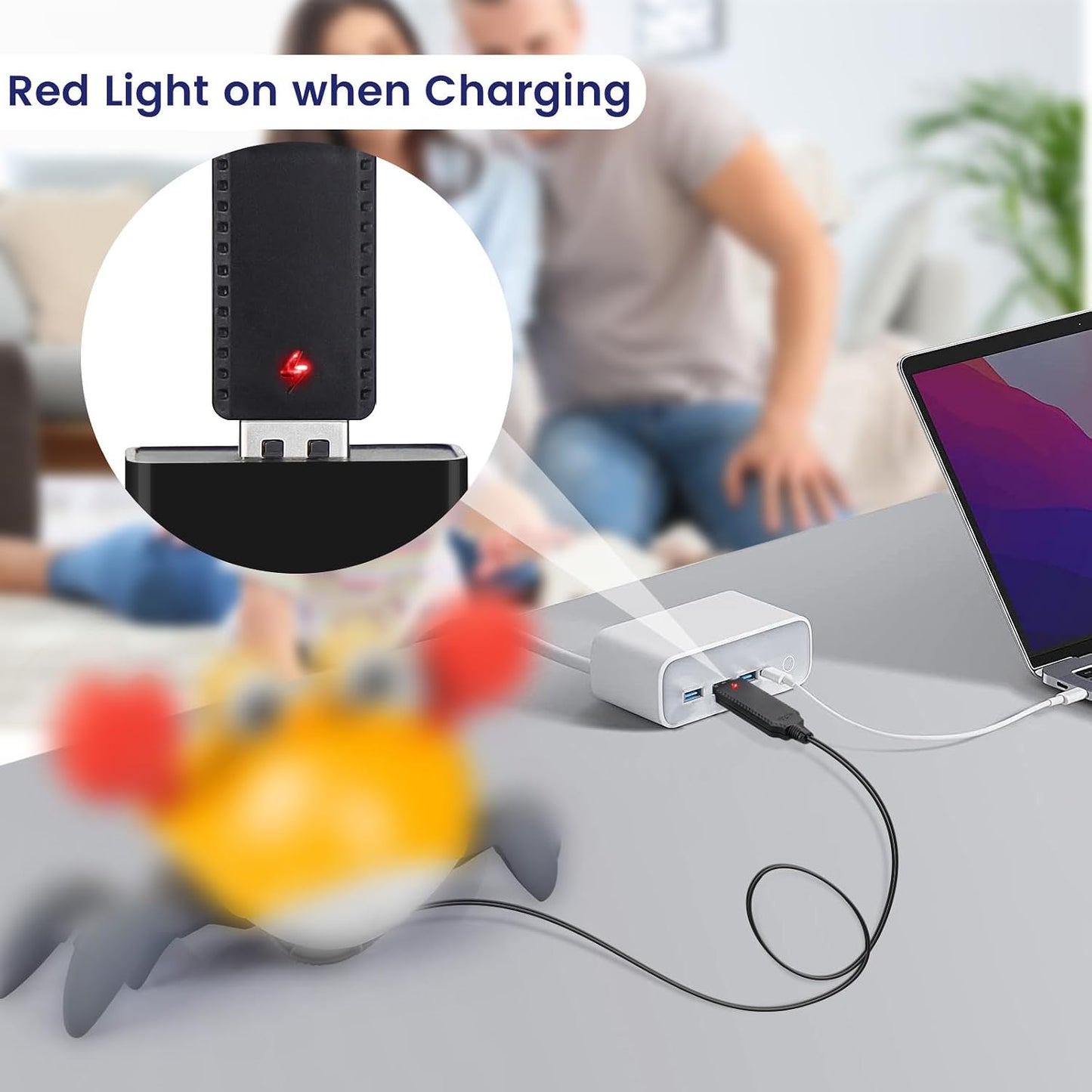 Tummy Charger for Crawling Crab Baby Toy, USB Charging Cable for Time Crab Toys, with Indicator Light