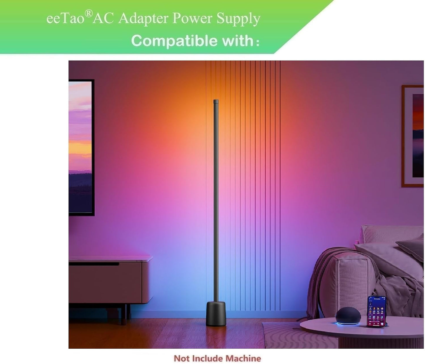 eeTao 12V 2A FLV2 1500lm DC12V 2A Adapter for Ailofy Corner Floor Lamp RGBW Corner Lamp Modern LED Floor Lamp