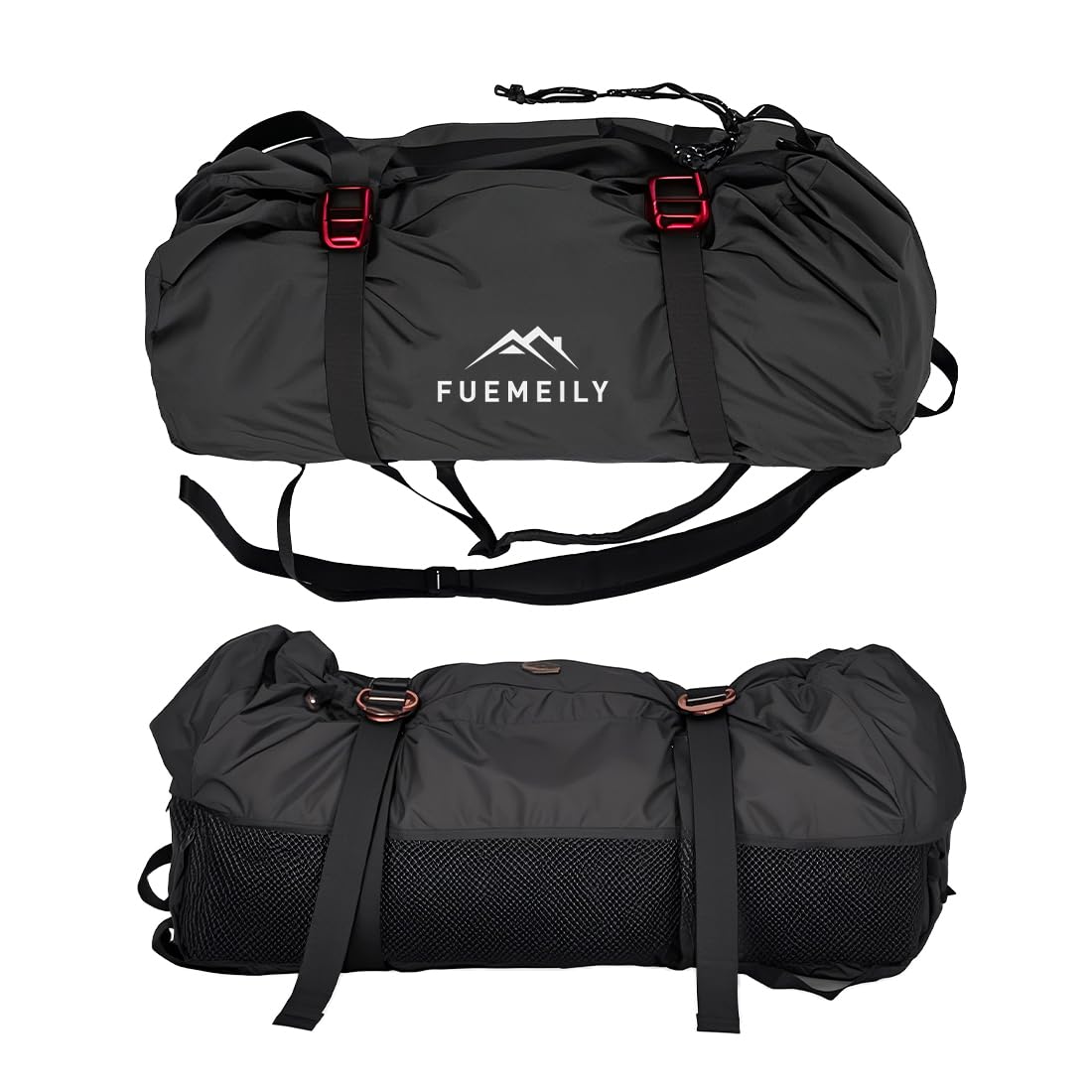 FUEMEILY Rock Climbing Rope Bag, Large Capacity Folding Rope Storage Backpack with Ground Sheet, Adjustable Straps Outdoor Climbing Gears Black