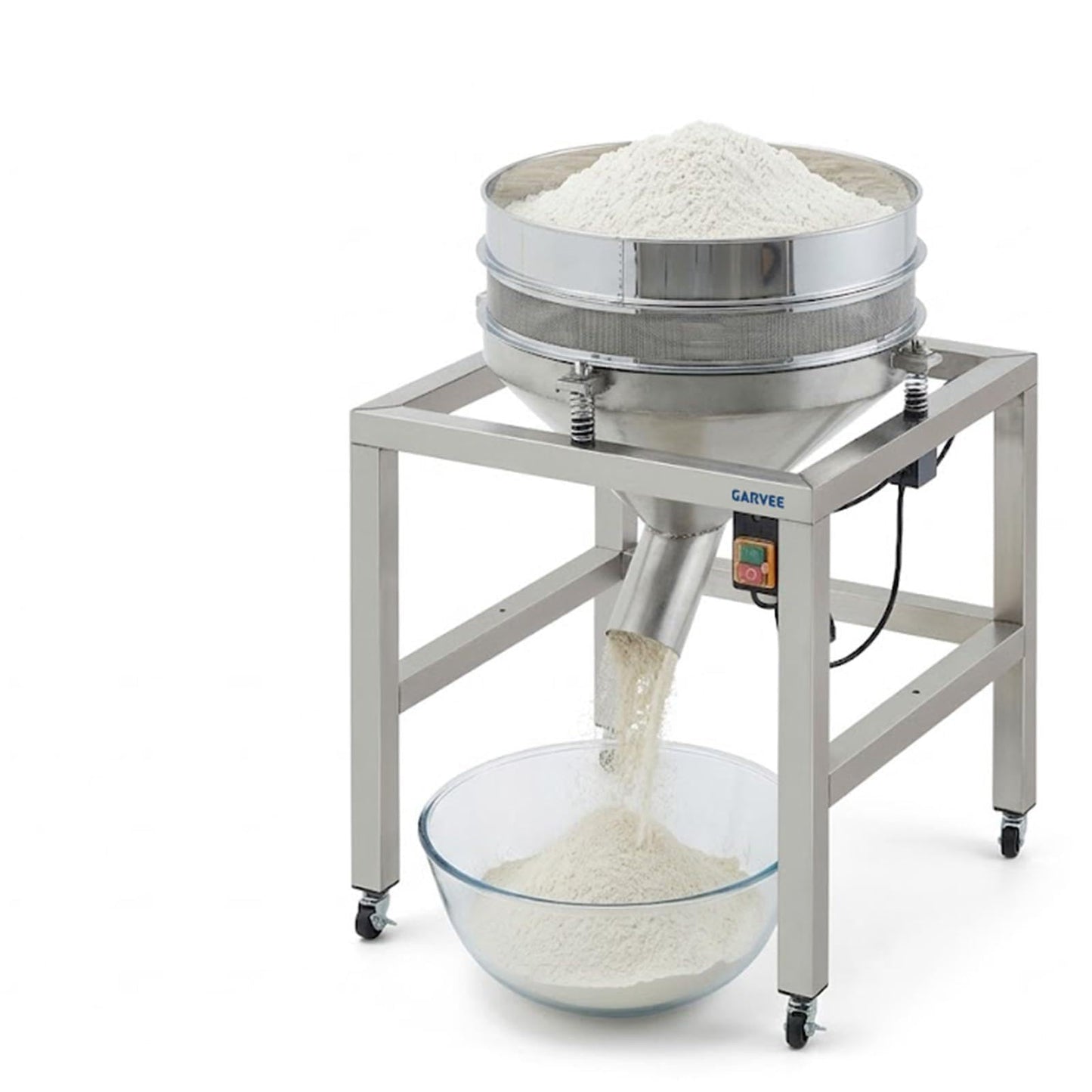 Automatic Powder Sifter Machine, Electric Flour Sieve Shaker with 40 Mesh & 100 Mesh Stainless Steel Screens, High-Speed Sifting Machine for Baking, Food