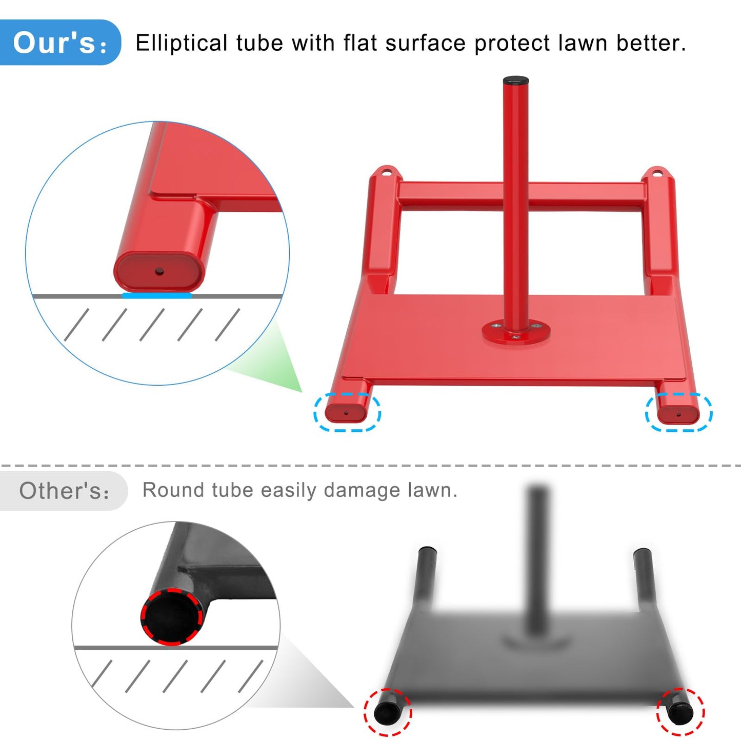 BeneLabel Weight Sled Fitness Strength Training Sled Red Weighted Training Sled Fits 1" & 2" Weight Plates Workout Sled Exercise Sled for Speed and Soccer Training