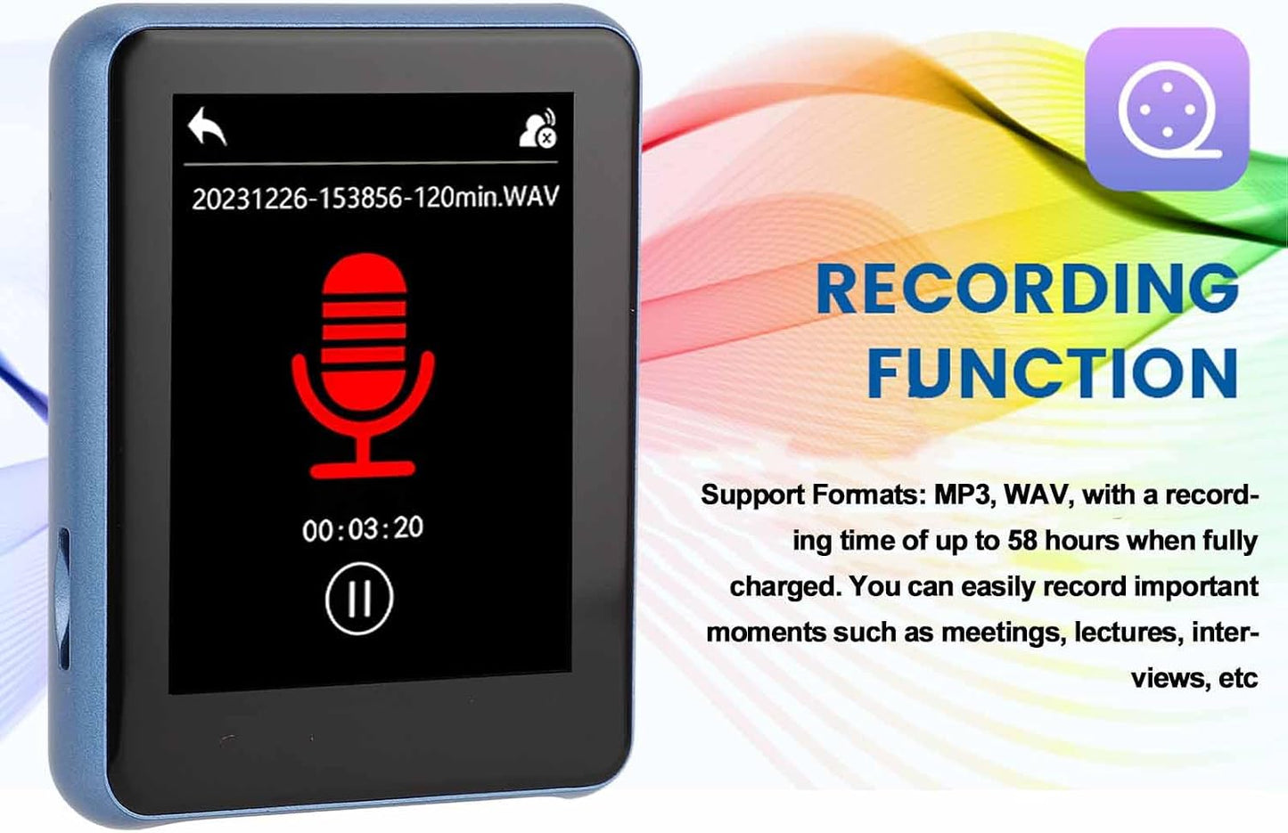 VBESTLIFE MP3 5.0, 2.4inch Mp3 Mp4 Player with Bluetooth Touch Screen Music Player Built in HD Speaker, FM Radio, Voice