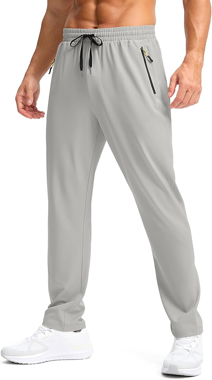 Pudolla Men's Lightweight Hiking Pants Quick-Dry Outdoor Sweatpants with Zipper Pockets for Casual Travel Athletic Workout