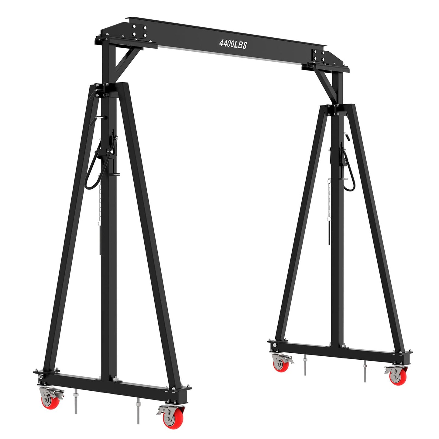 Adjustable Gantry Crane 2 Ton (4400 LBS), 12 Locking Positions (97" to 141") with Triangle Base, Portable I-Beam Hoist for Factory, Warehouse, Auto Repair & Construction