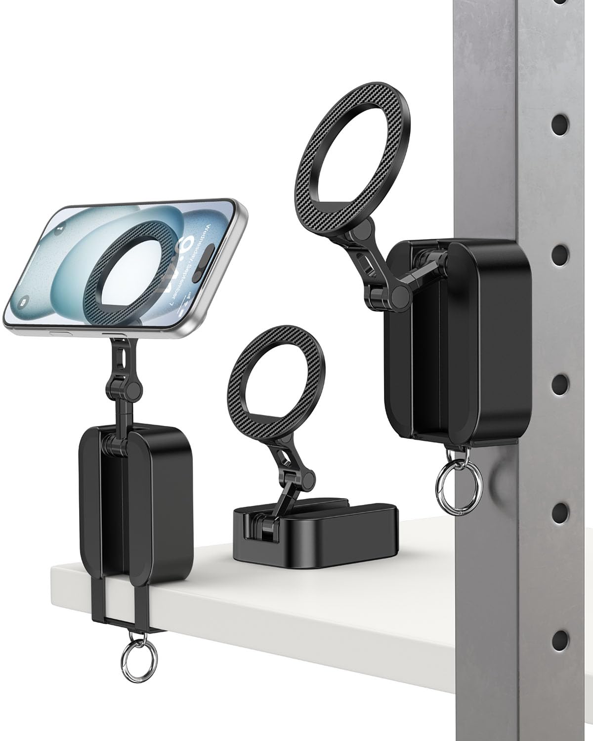 A2C 3-in-1 Magnetic Phone Holder for Gym, [20x N52] Strong Magnets Attach to Metal Surface, Portable Phone Mount for Garage Gym/Travel with Tray Table Clamp, Home Gym Accessories for Men Women Gifts