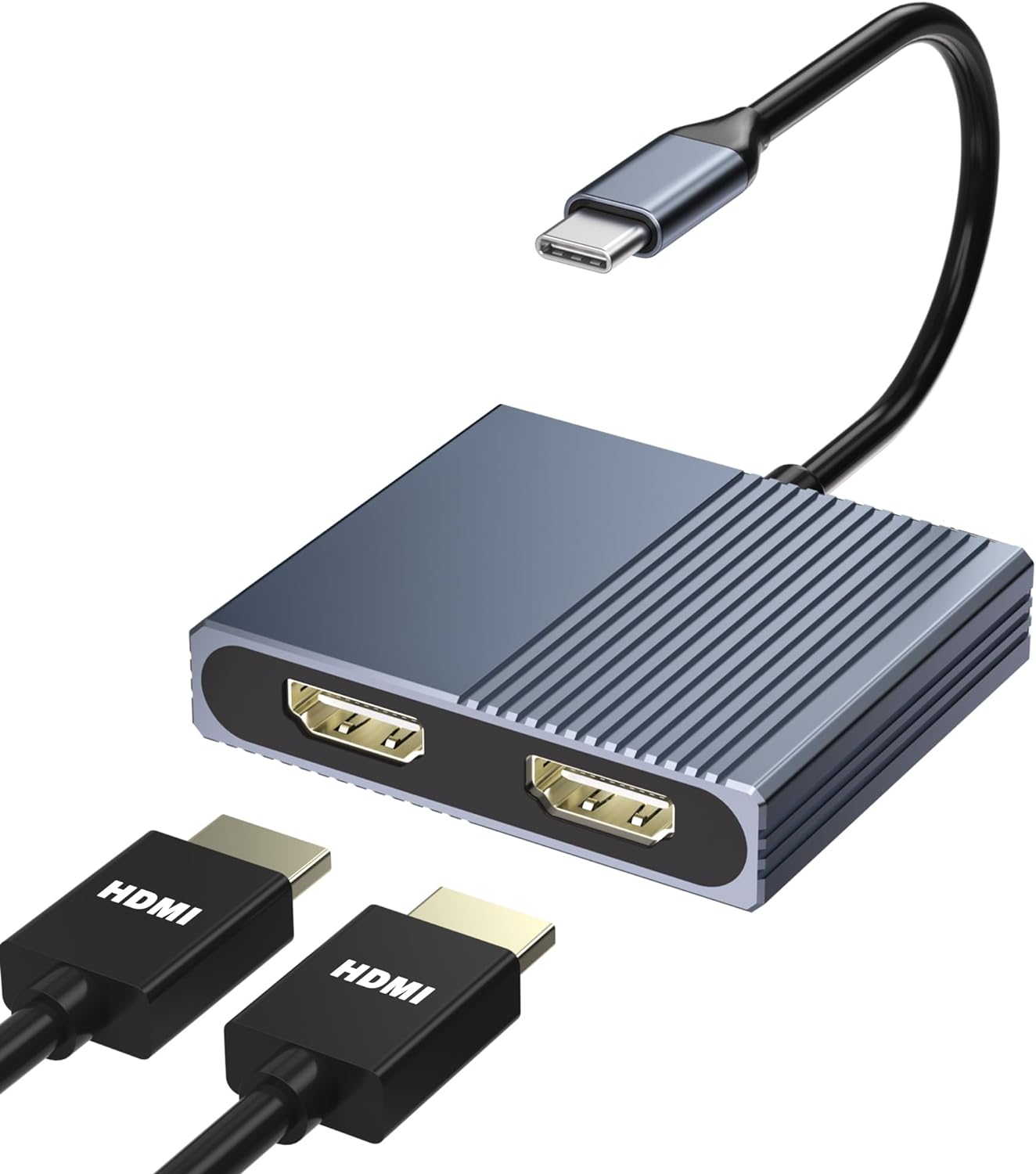 Movcle 4K 2 Docking Station Dual Monitor, USB C Docking Station, HDMI Splitter Extended Display, Dual HDMI Adapter