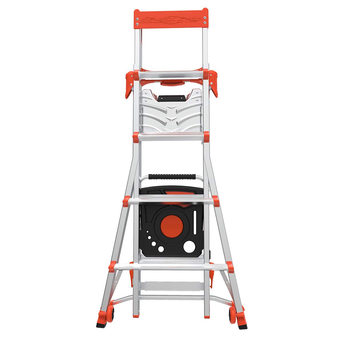 Little Giant Ladders, Select Step with AirDeck Accessory, 5-8 Foot, Stepladder, Aluminum/Orange