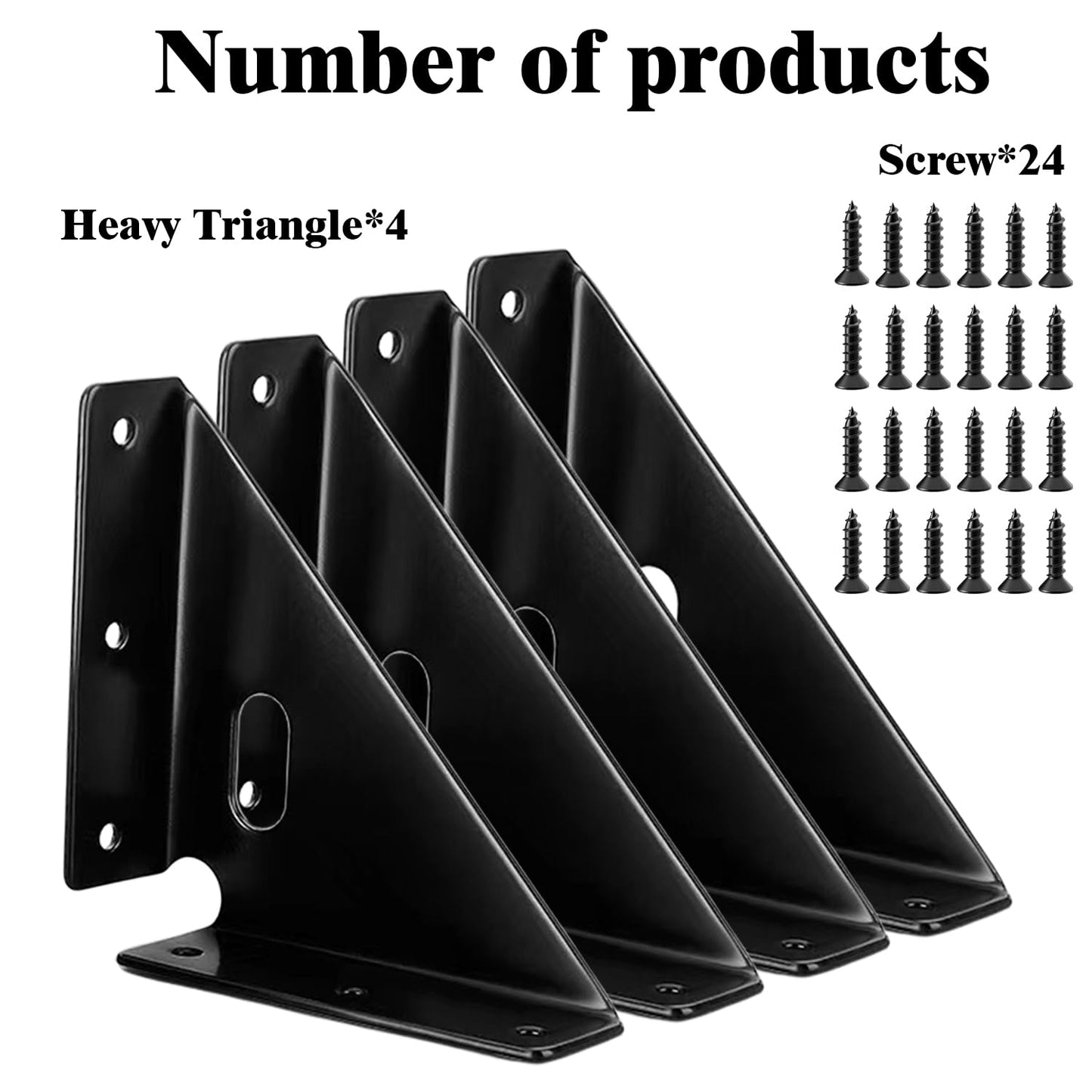L&M Heavy Duty Gusset Joints 4 Pcs, Trapezi Corner Code, Bracket Corner Brace Bracket Fasteners, Furniture Shelf Support Joint Fasteners for Table, Chair Cabinet Bed Stabilization (Black)