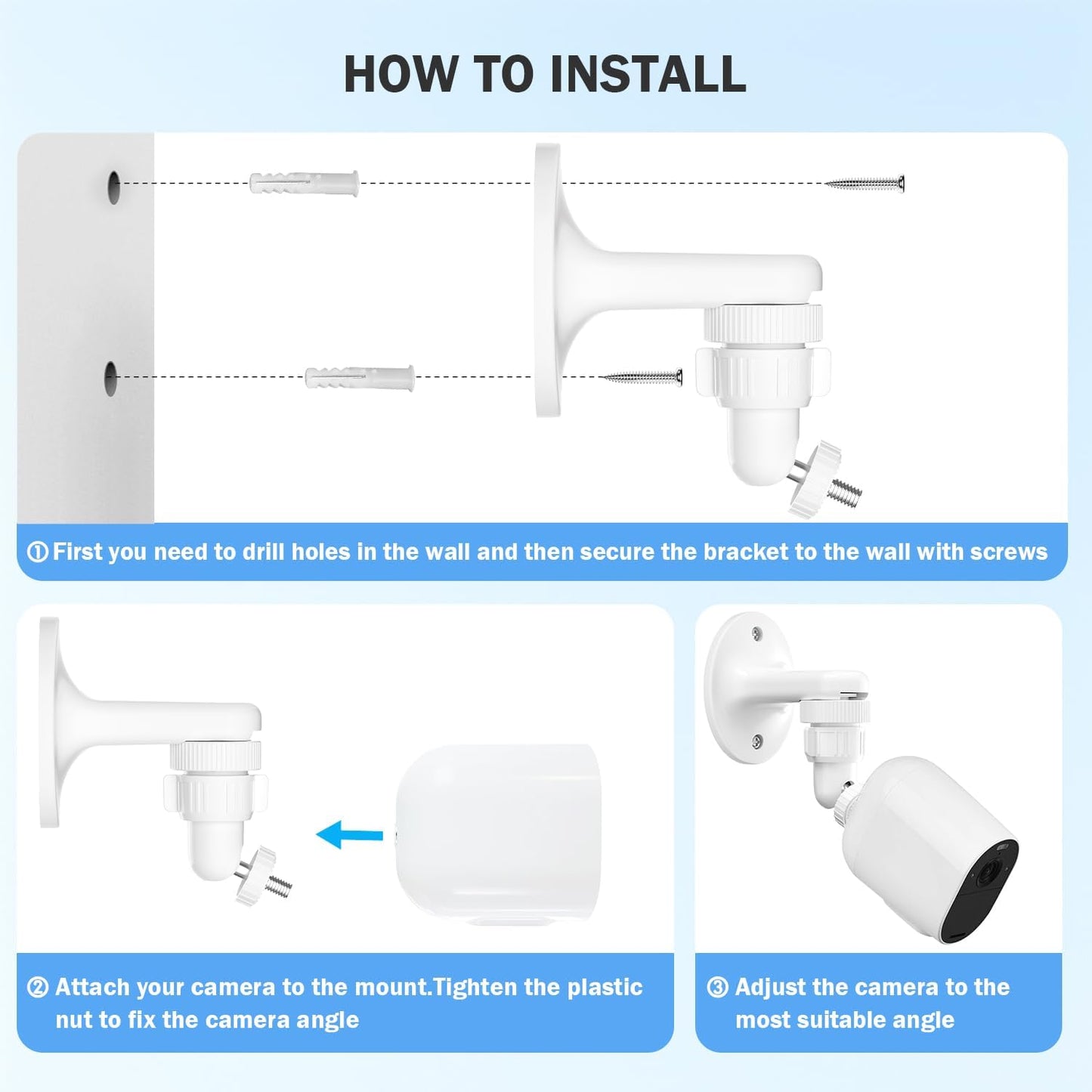 2Pack 2/3/4, Adjustable Wall Mount for Arlo Pro, Arlo Pro Arlo Ultra & Essential Spotlight Camera, No Drilling