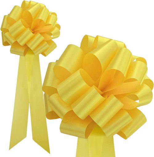 Big Decorative Yellow Pull Bows - 9" Wide, Set of 6 | Perfect for Parties, Weddings, and Fundraisers