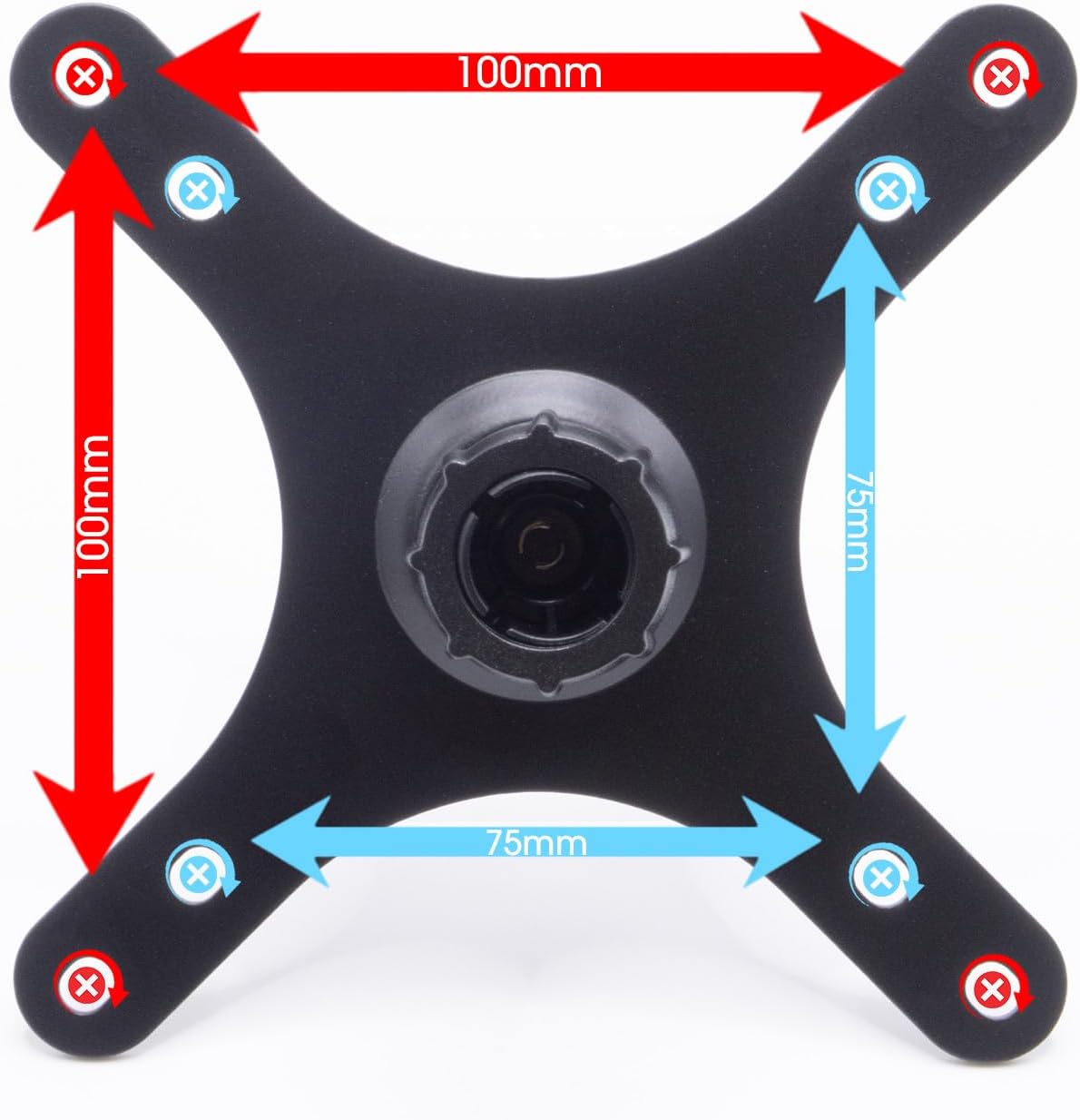 Kado 17mm 100x100mm 75x75mm, M4 Set Portable Monitor Mounting Adapter Bracket Plate Black, Ball Head to Screw Wall