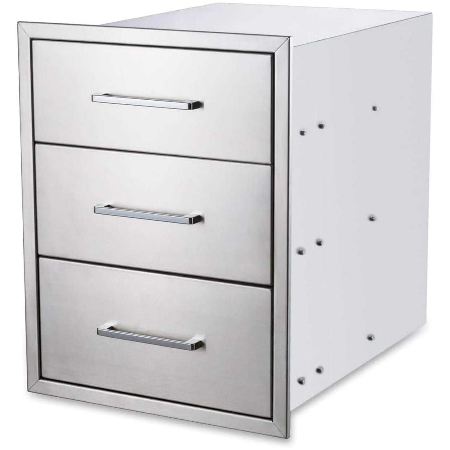 ZHAIUPON Outdoor Kitchen Drawers, 20" W27"H23"D Stainless Steel Triple BBQ Drawers, Grilling Access Drawer with Chrome Handle Enclosed Built-in Flush Mount for Outdoor Kitchen,BBQ Island