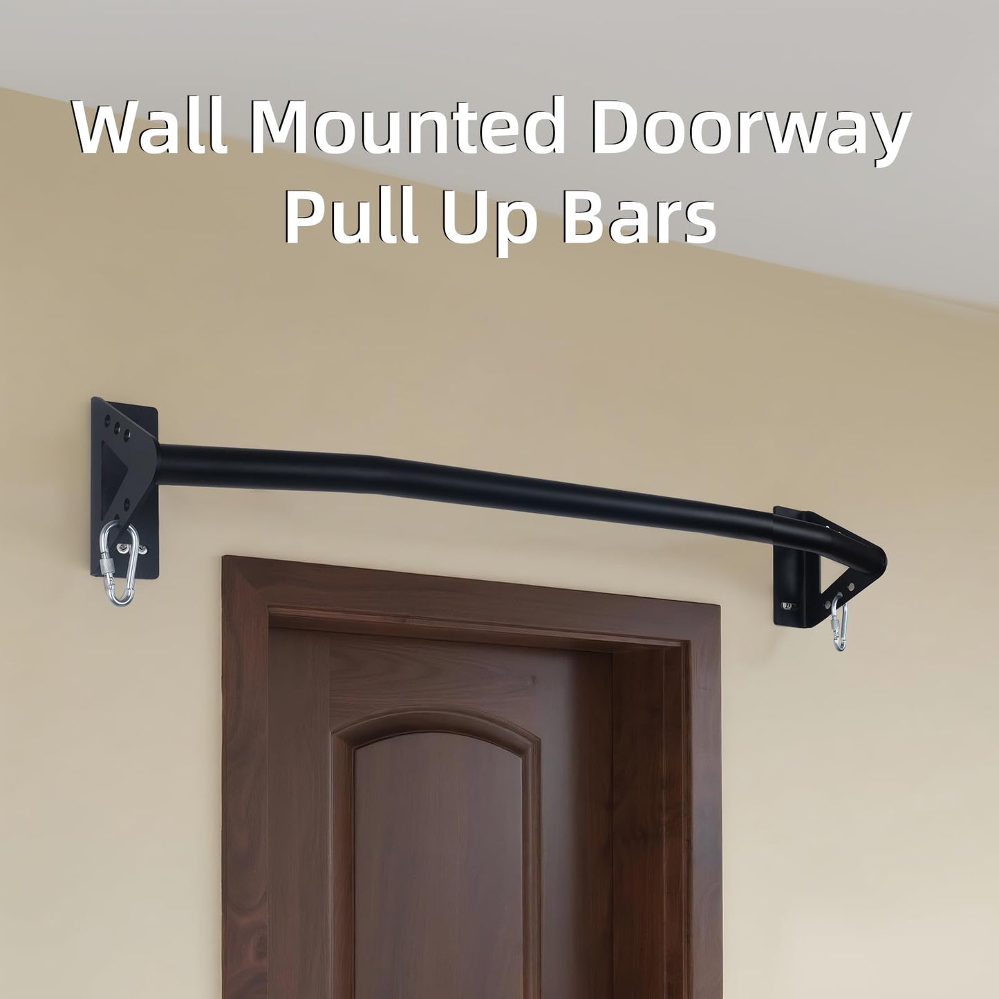 Purife Wall Mounted Heavy Duty Pull Up Bar Doorway With Assist Band, Strength Training Pullups Bar for Doorframe, Thick Metal Sturdy Wall Hanging Bar, Wood Beam or Joist Mount Chin Up Bars 500 lbs