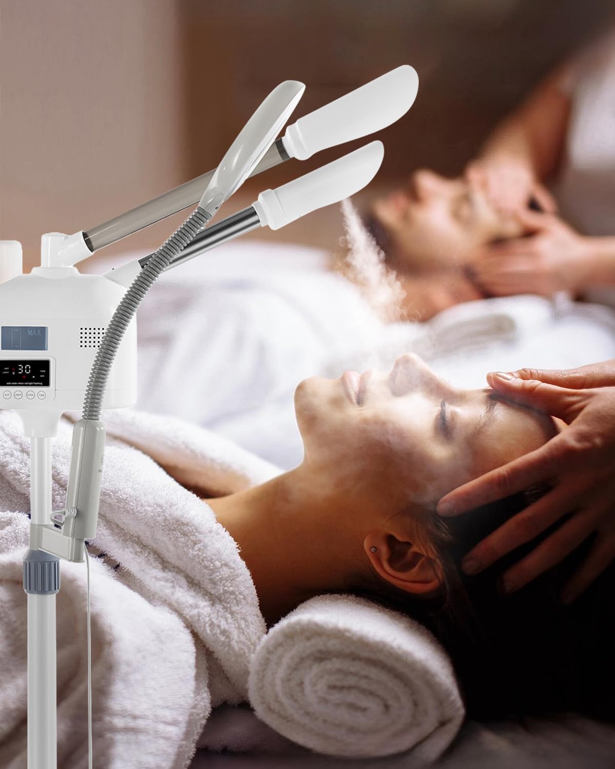 Professional Facial Steamer 3 in 1 Steamer for Face with Hot & Cold Nozzle 5X LED Magnifying Lamp Facial Steamer for Esthetician Beauty Face Equipment Use at Home or Salon
