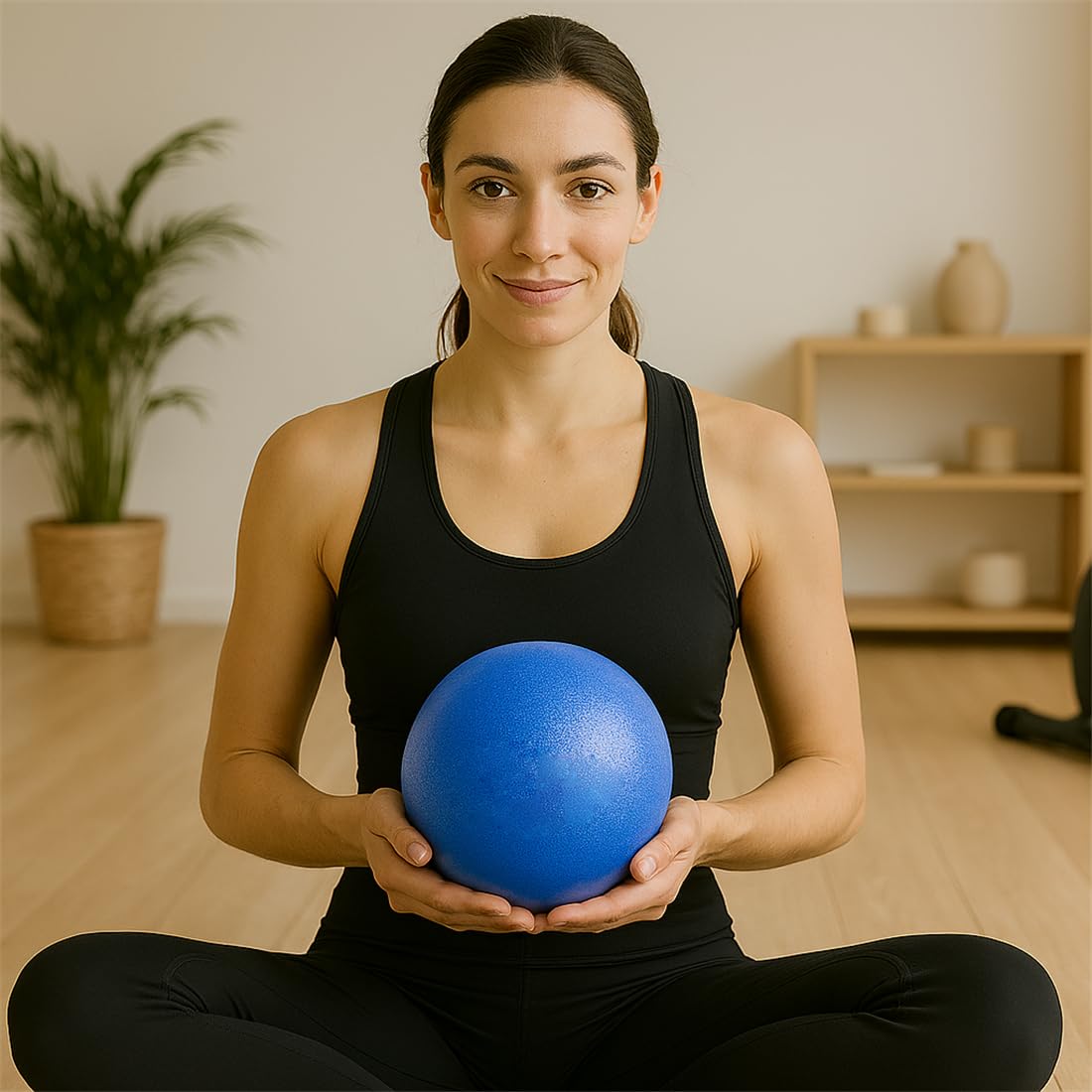 HCFGUS 6 Inch Mini Exercise Pilates Yoga Ball, Stability Ball for Yoga, Barre, Training and Physical Therapy- Improves Balance with Inflate Pump(Blue)