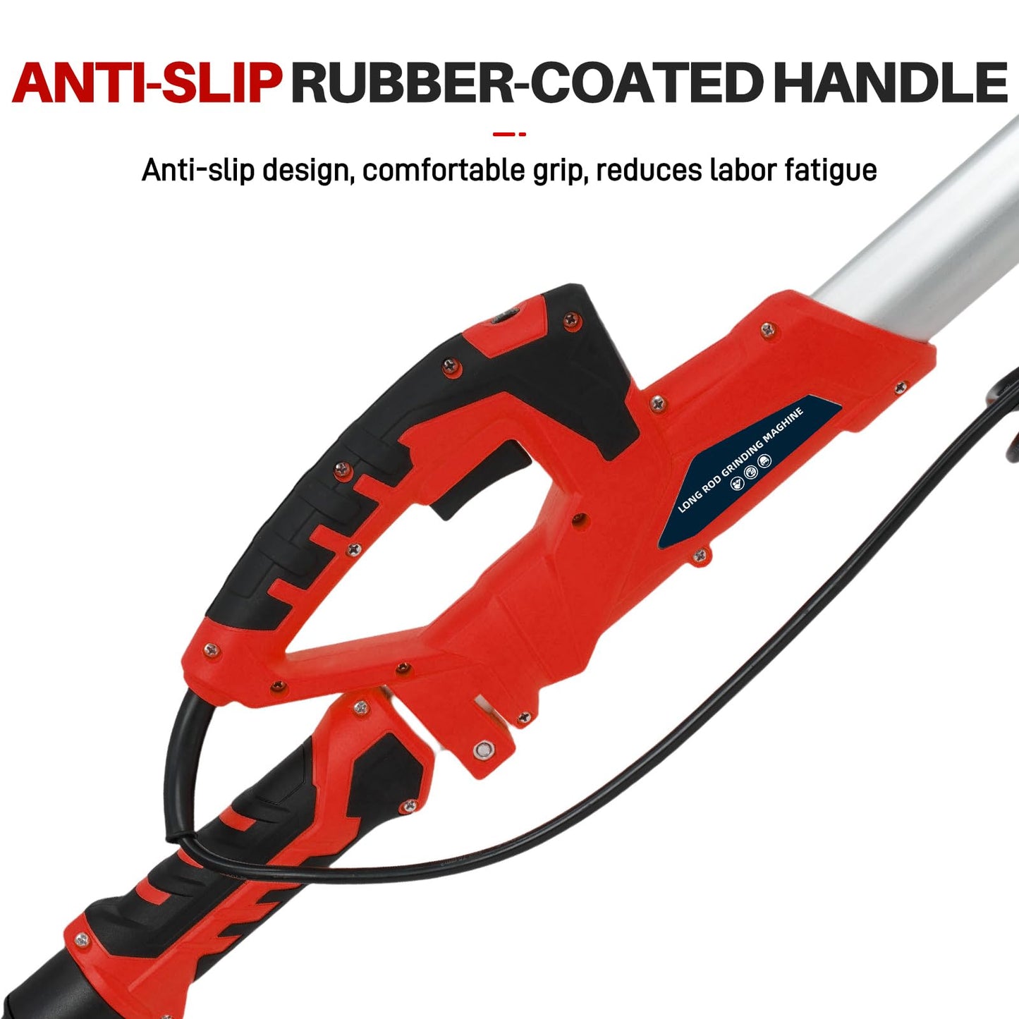 Drywall Sander - Popcorn Ceiling Removal Tool with Vacuum Dust Collector,Foldable,Variable Speed 800-1800RPM,Extendable Handle,LED Light,Sanding Discs,Red