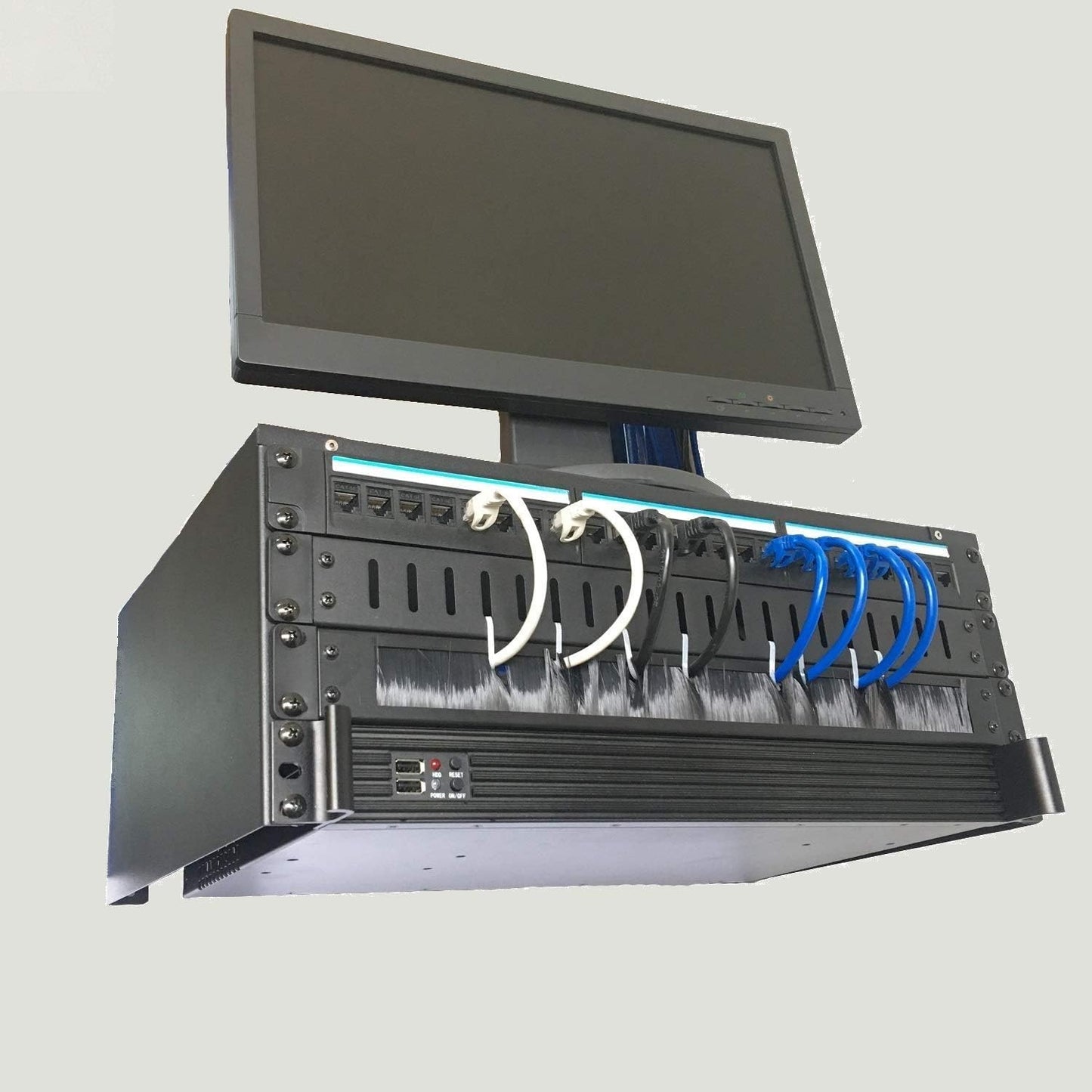 JINGCHENGMEI 2 Pack-1U 19-inch 19" (BF01UAB2PC) Brush Panel Rack Mount Disassembled Cable Management Panel with Brush
