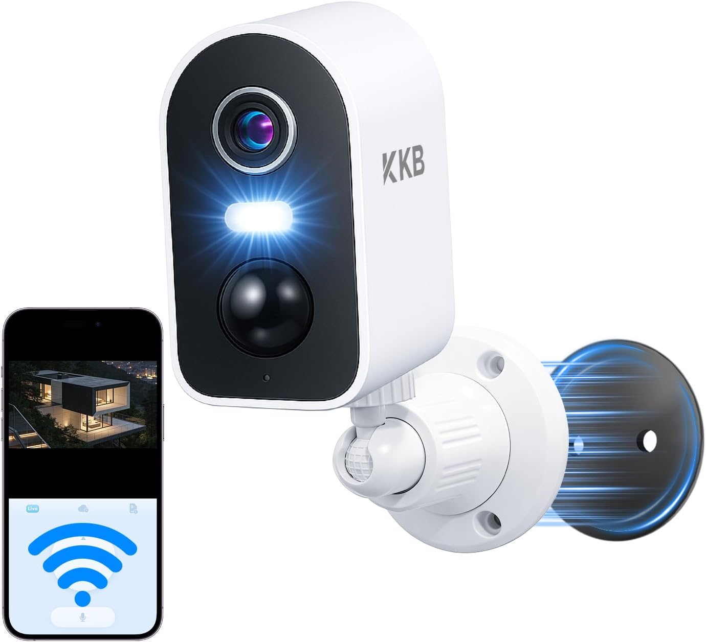 KKB 2K 2.4G iCam365 2 Security Cameras Wireless Outdoor, Magnetic Mount, WiFi Battery Powered Camera for Home Security