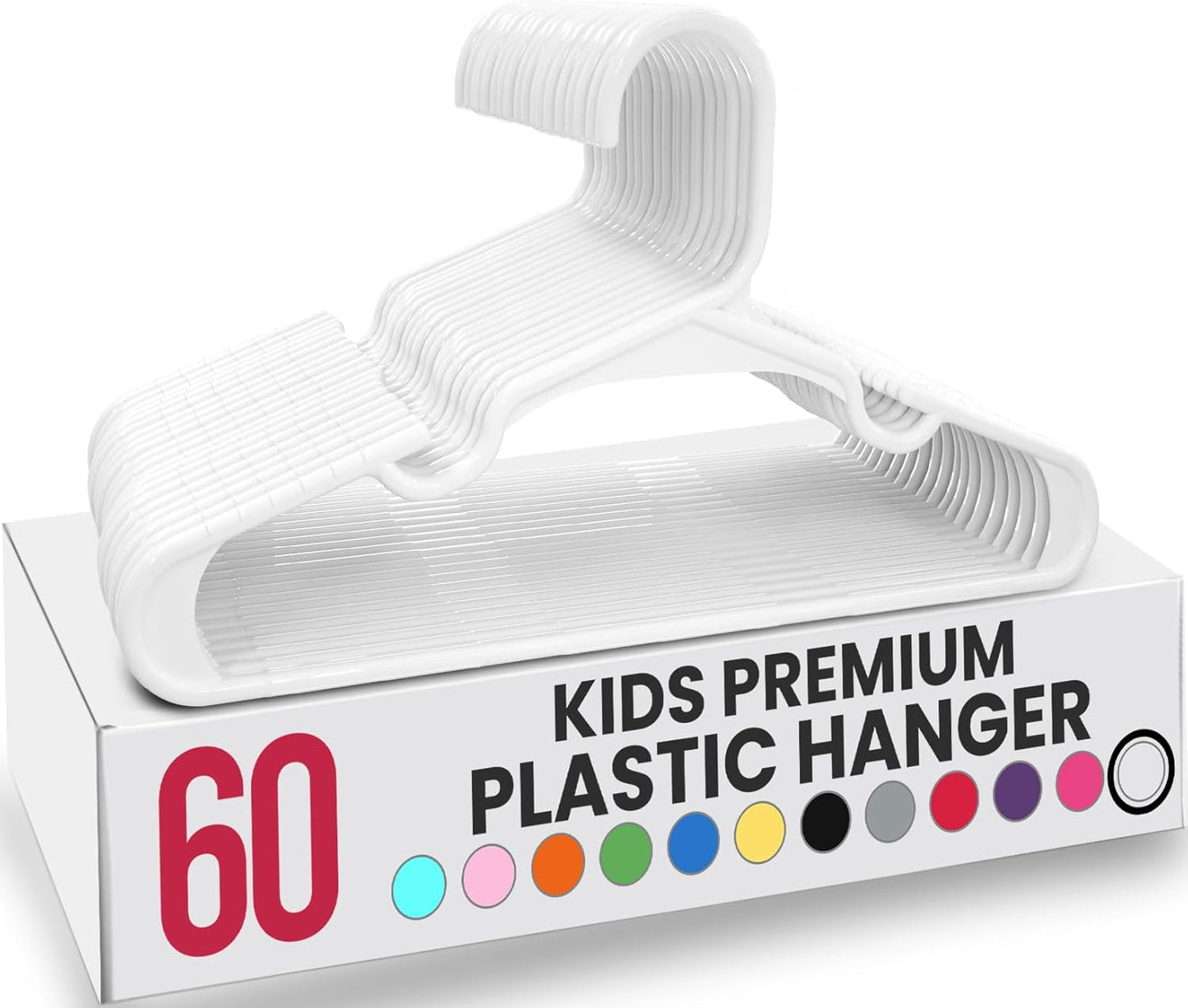 Utopia Home Kids Hangers - 60 Pack of 11.5 Inch Plastic Baby Hangers for Closet | White Childrens Hangers