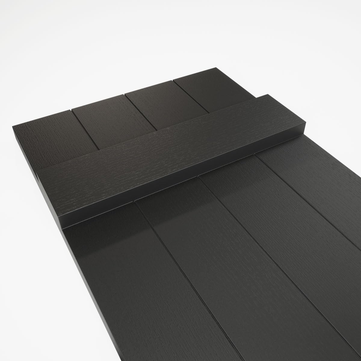 Ekena Millwork Lifetime Vinyl LJ4S14X07100BL Standard Four Board Joined, Board-n-Batten Vinyl Shutters, w/Installation Shutter-Lok's & Matching Screws (Per Pair), 14"W x 71"H, Black