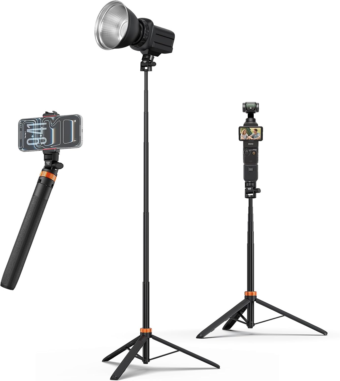 VRIG Select 63" Pocket4/3, 1/4" VRIG Extendable Camera Phone Tripod for DJI OSMO Portable Adjustable Photography Light