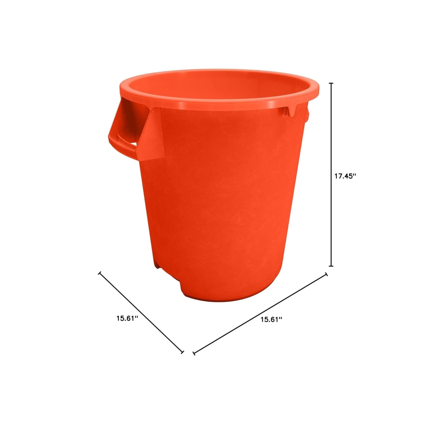 SPARTA Bronco Waste Container Trash Container, Round Trash Bin for Disposal, 10 Gallons, Orange, (Pack of 6)