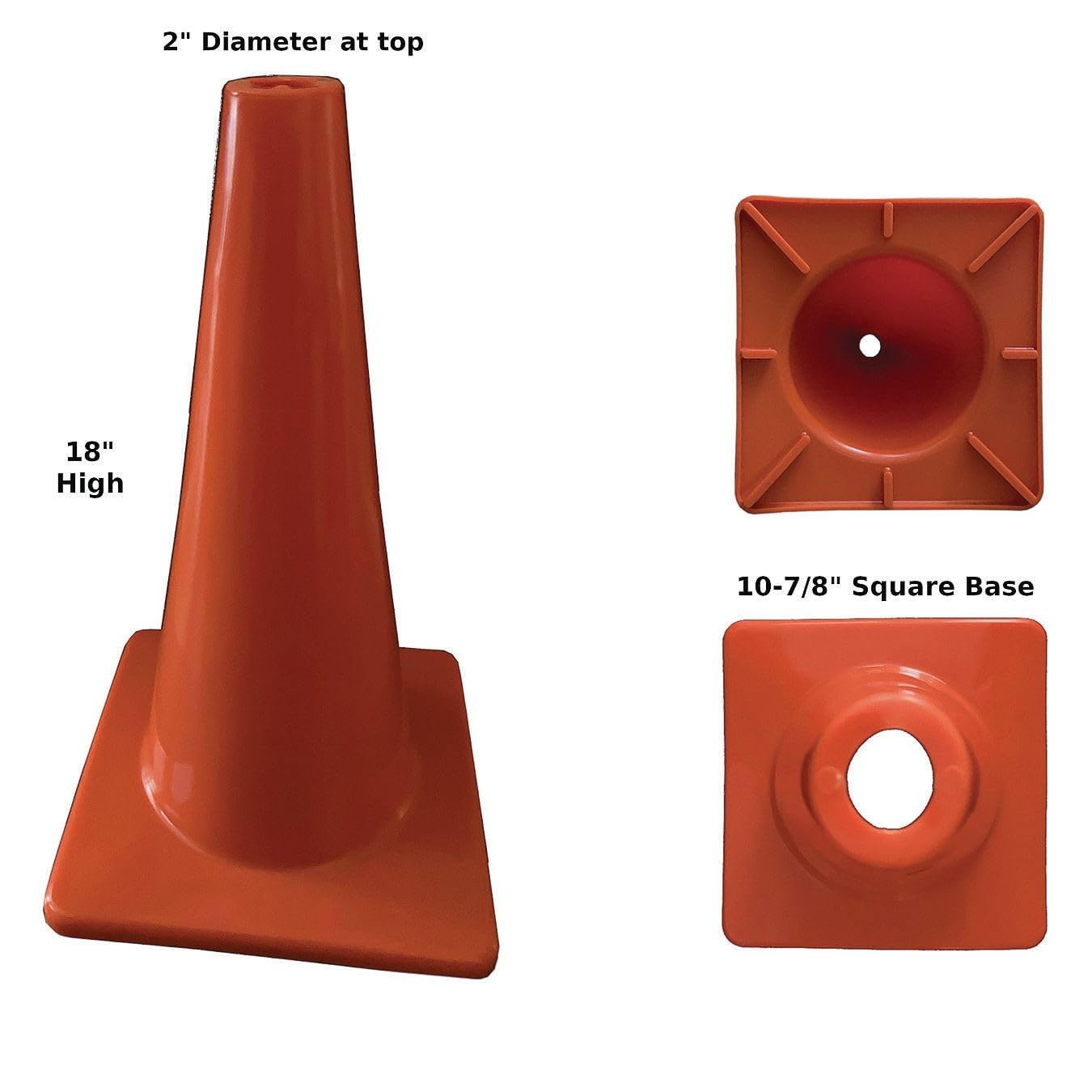 S&S Worldwide Heavy Duty Flexible Vinly Poly Cones 18" High, Set of 6. Extra Thick Soft Molded Vinyl with a Wide Stable Base