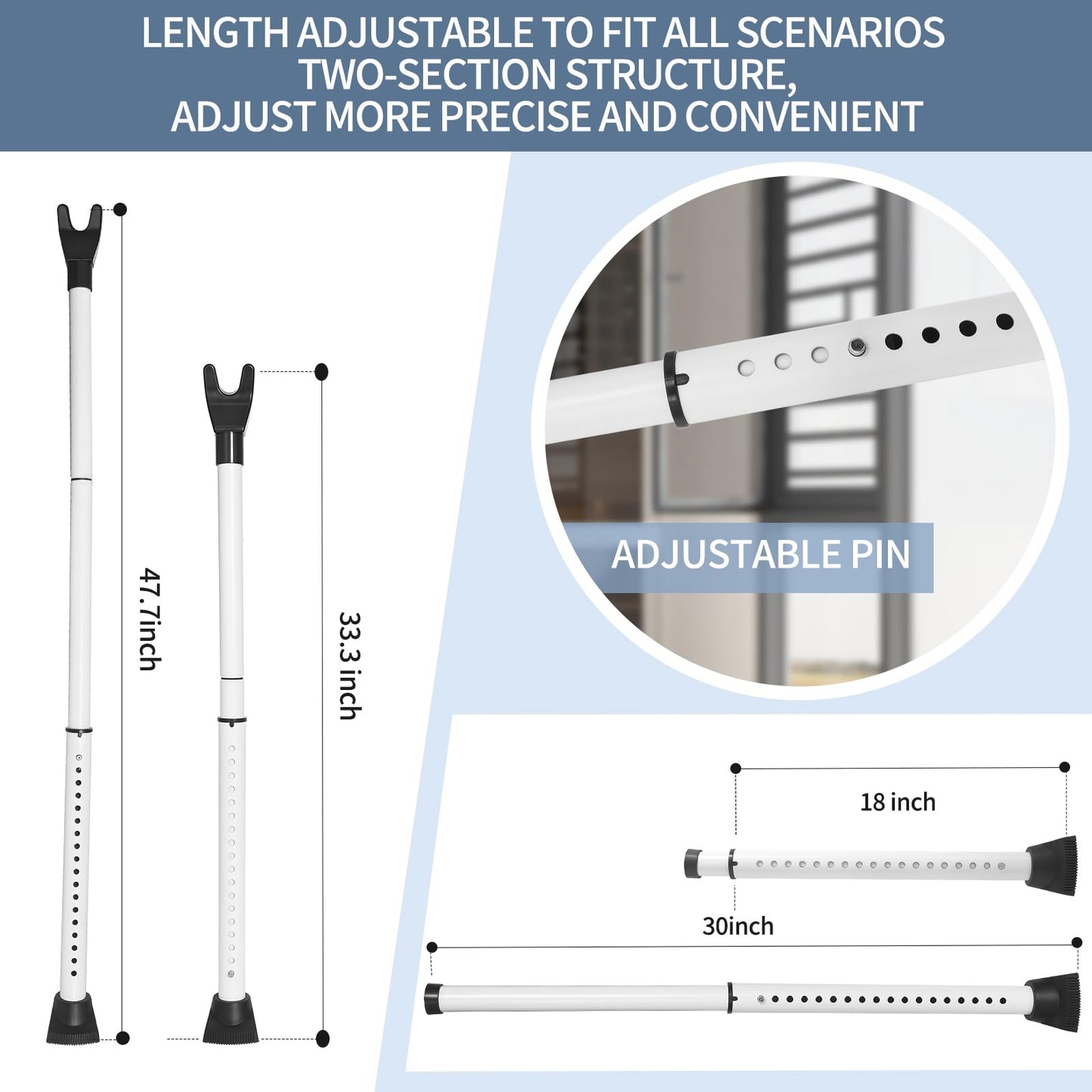 Upgraded Multi-Functional Door Security Bar & Sliding Windows Bar,Adjustable Heavy Duty Stoppers Jammer for Apartment,Home, Hotel Room