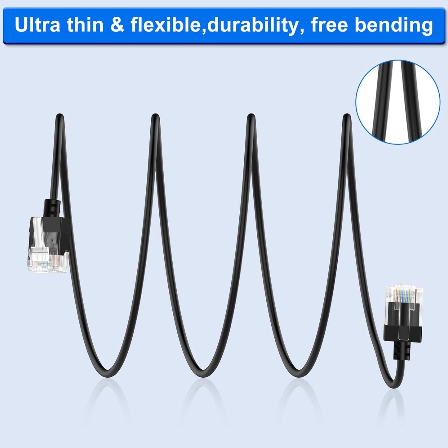 Cat6A 90 3.3FT, Cat6 Rj45 10Gbps 550MHz Ethernet Cable Degree Up Angled Flexible Slim & Ultra Thin Ethernet Patch LAN