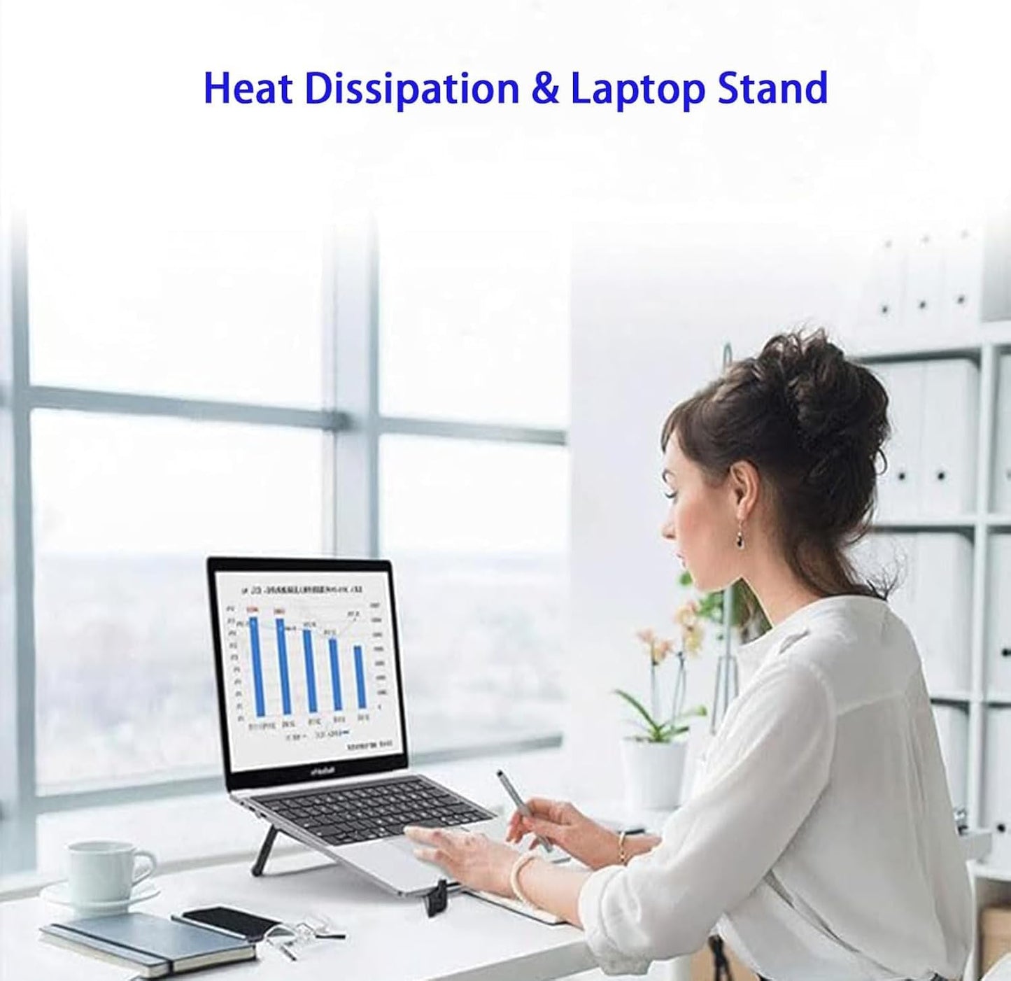 BONERUY 8 3 1 Laptop Stand for Desk, Adjustable Aluminum Alloy Magnetic Foldable Phone Stand, Level Height Adjustable
