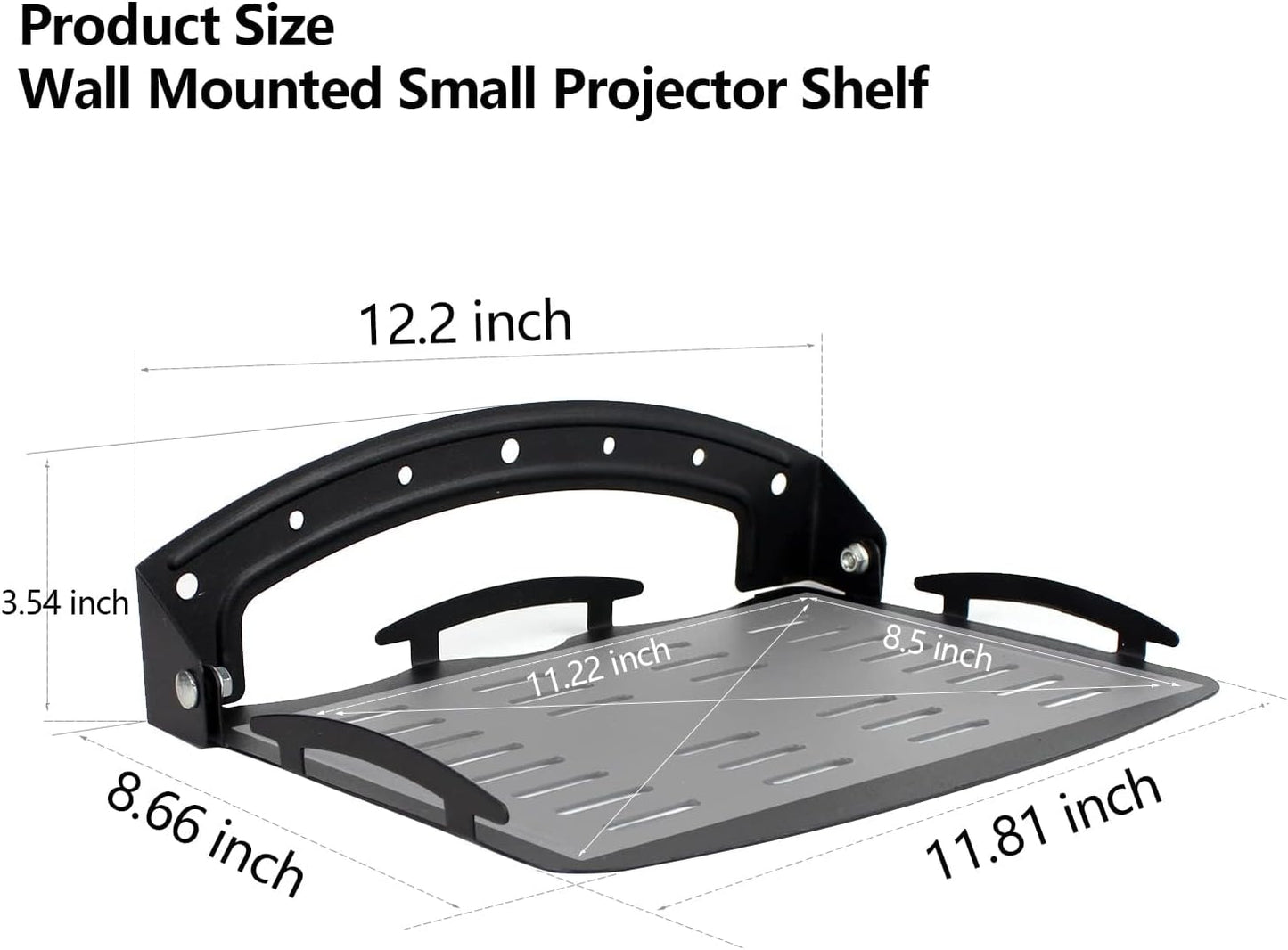 UineHiot 90-Degree 8.8lbs, Floating Shelf for Projector Wall Mount, Foldable, Loading Capacity Black