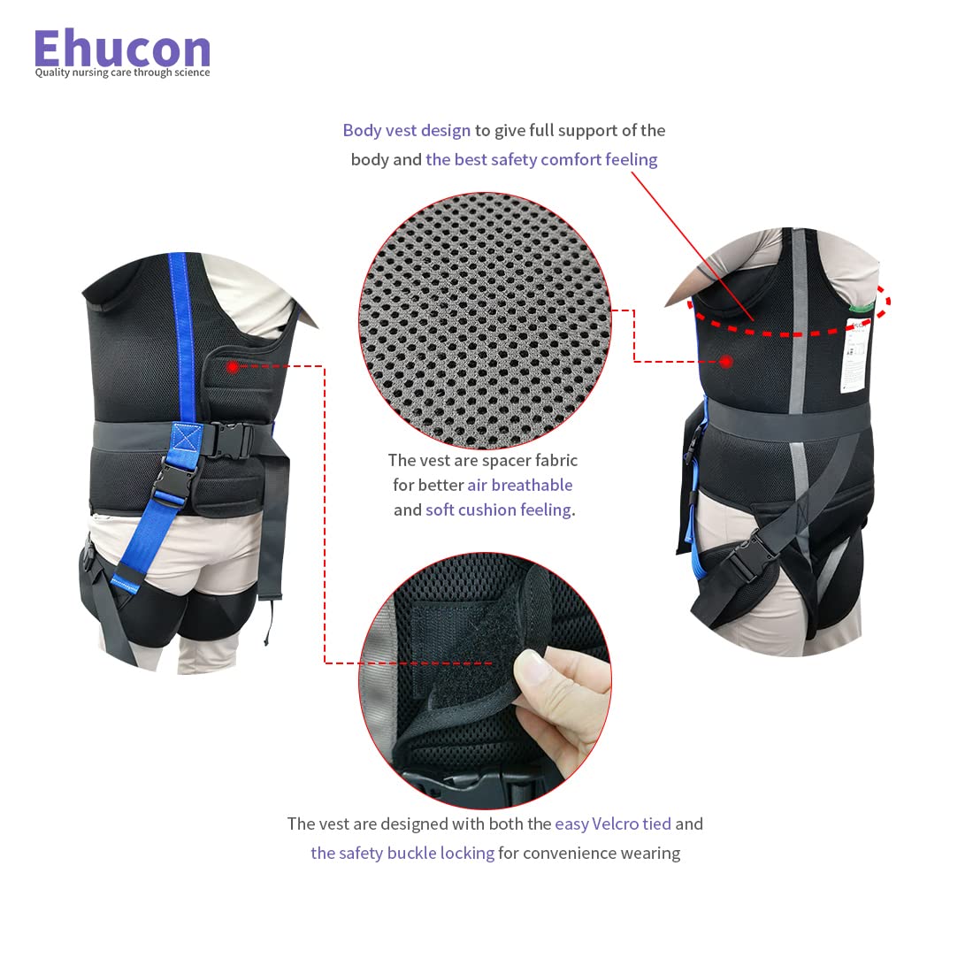 EZ Assistive Patient Lift Walking Sling Medical Hoist Standing Aids for Ambulating Support Training, Pelvic Padded 500lbs Safety Loading Weight (Black-M)