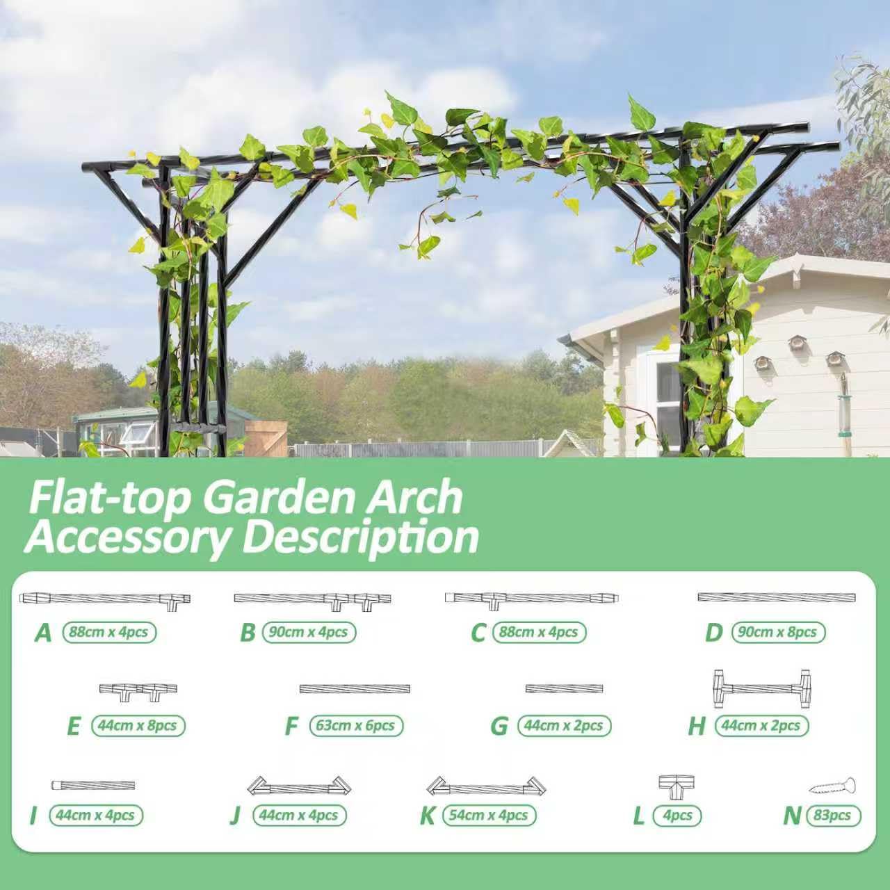 Supersize Flattop Garden Arch - 141" L x 106" H Garden Arch Trellis for Climbing Plants Outdoor (Leg spacing 106")