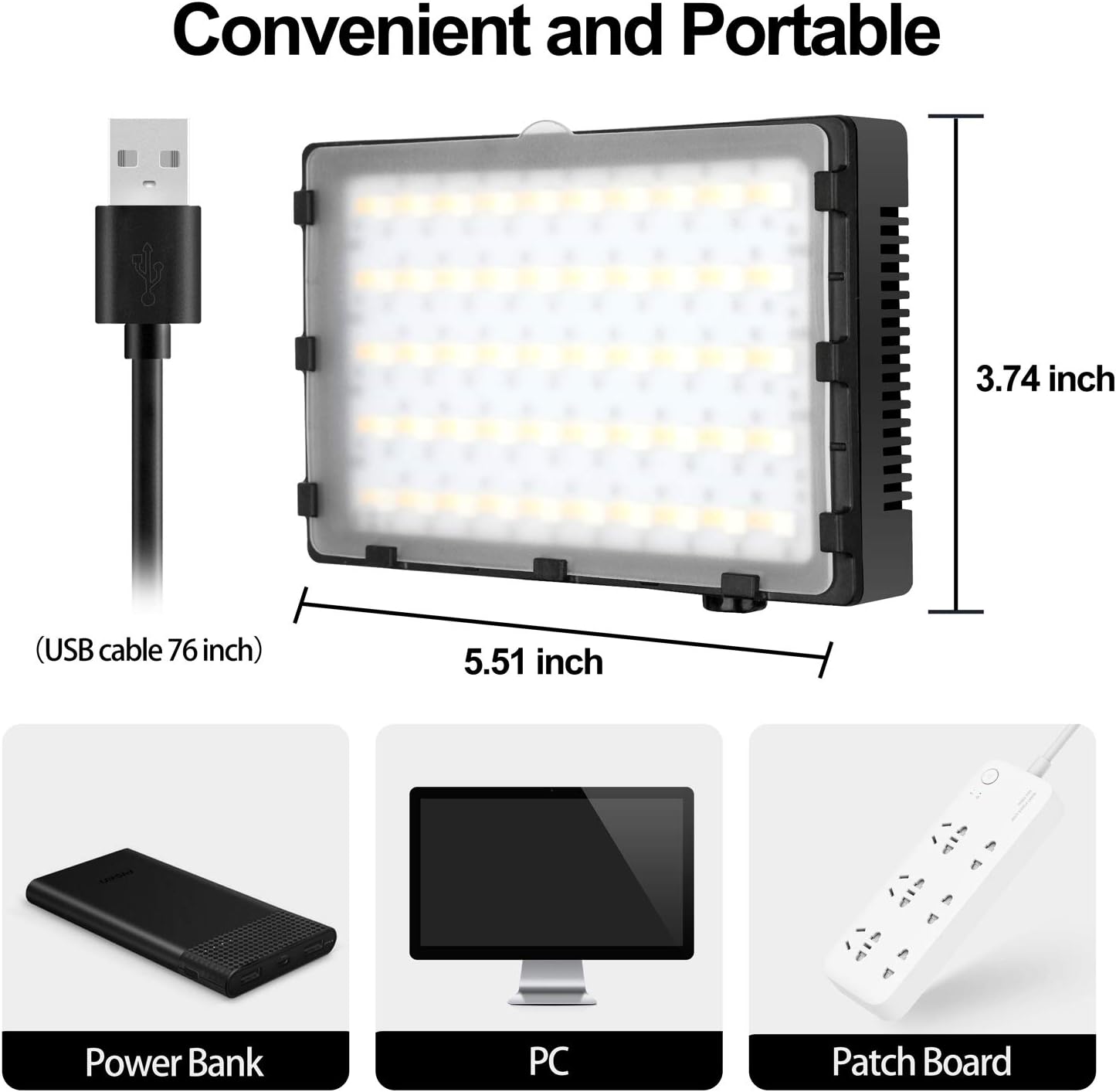 EMART 51 inch Dimmable RGB LED Photography Light with Extendable Selfie Stick & Tripod Stand, Video Light with Mini