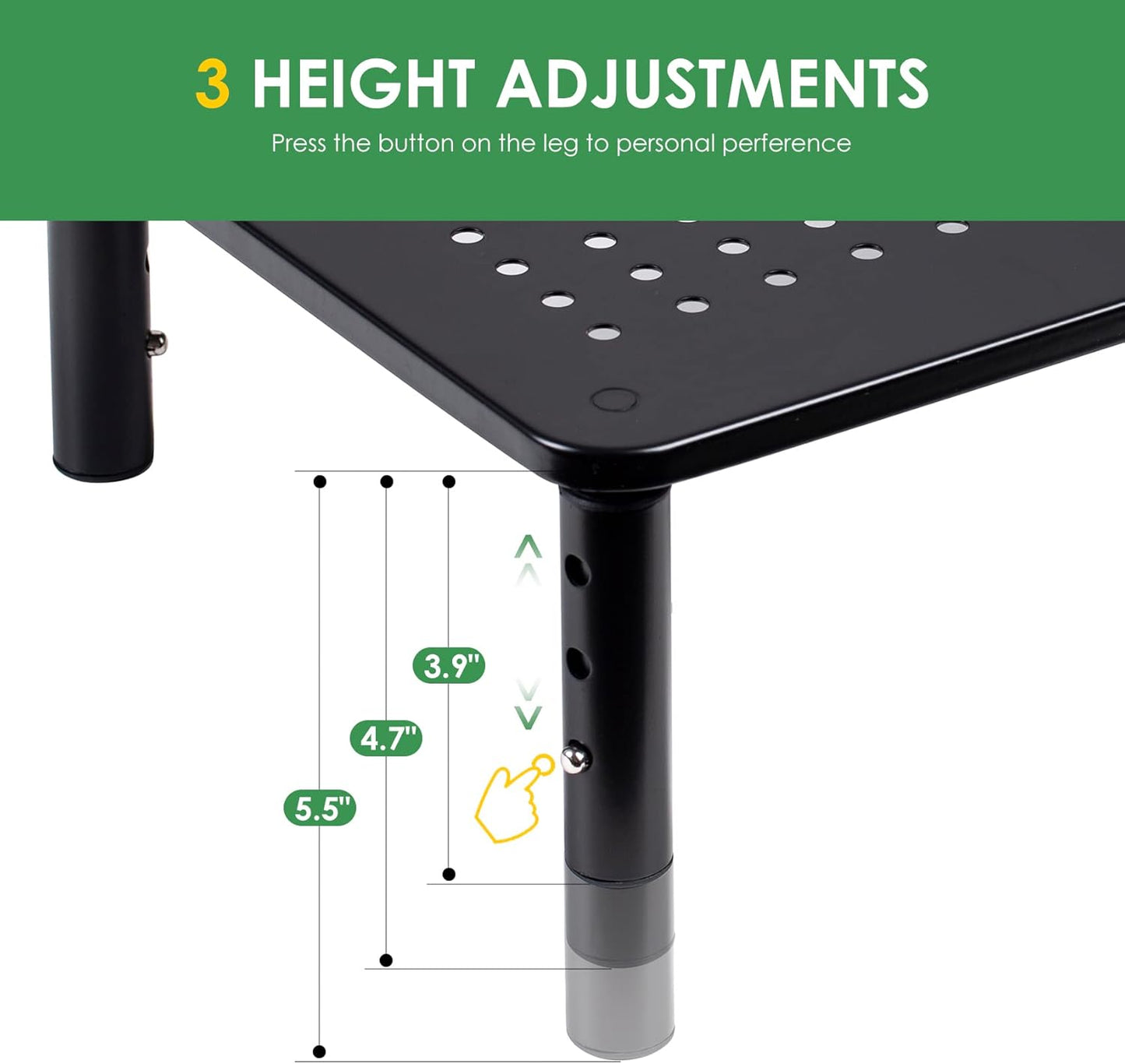 2 Pack 3 2 DOLALIKE Desktop Riser, Height Adjustable Monitor stands for Monitors, PC, Computer, Printer, iMac, Desktop